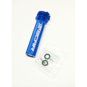 THROTTLE TUBE / BEARING, YZ 250/450 SCAR RACING TT100B BLUE, ALUMINIUM CNC BILLET 2-STROKE