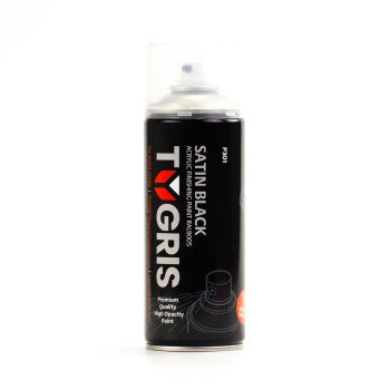 TYGRIS SATIN BLACK AEROSOL SPRAY PAINT 400ML ACRYLIC RAL9005