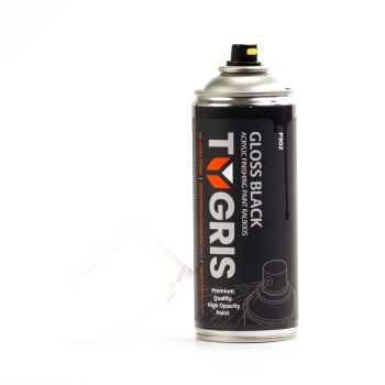 TYGRIS GLOSS BLACK AEROSOL SPRAY PAINT 400ML ACRYLIC RAL9005