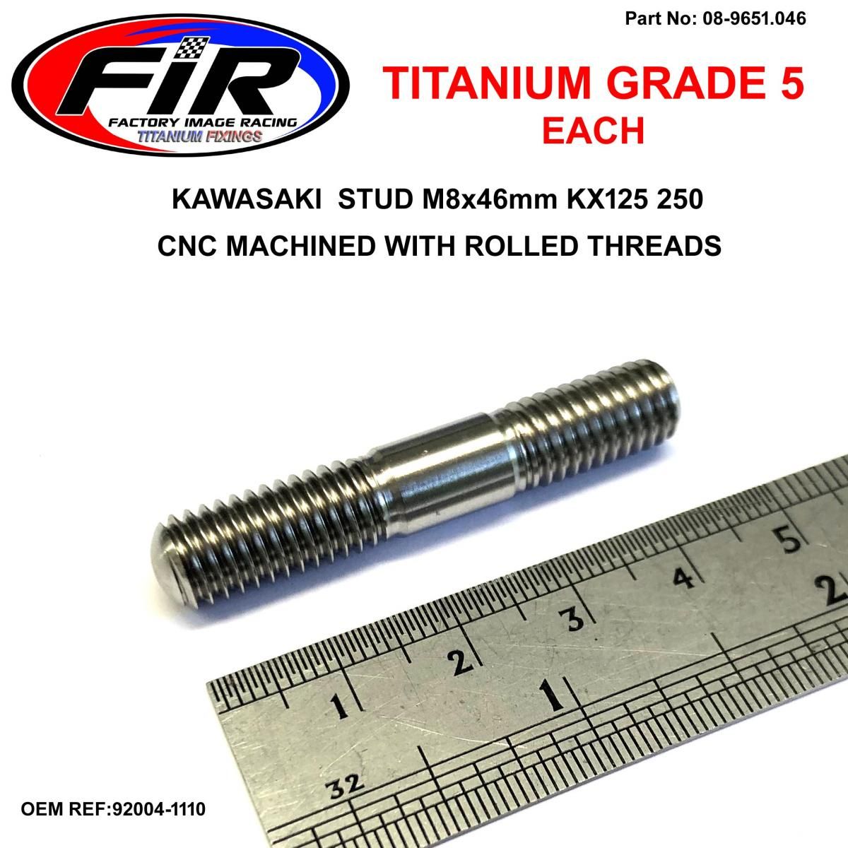 TITANIUM G5 STUD M8x46mm EACH, KAWASAKI KX125 250 92004-1110 by