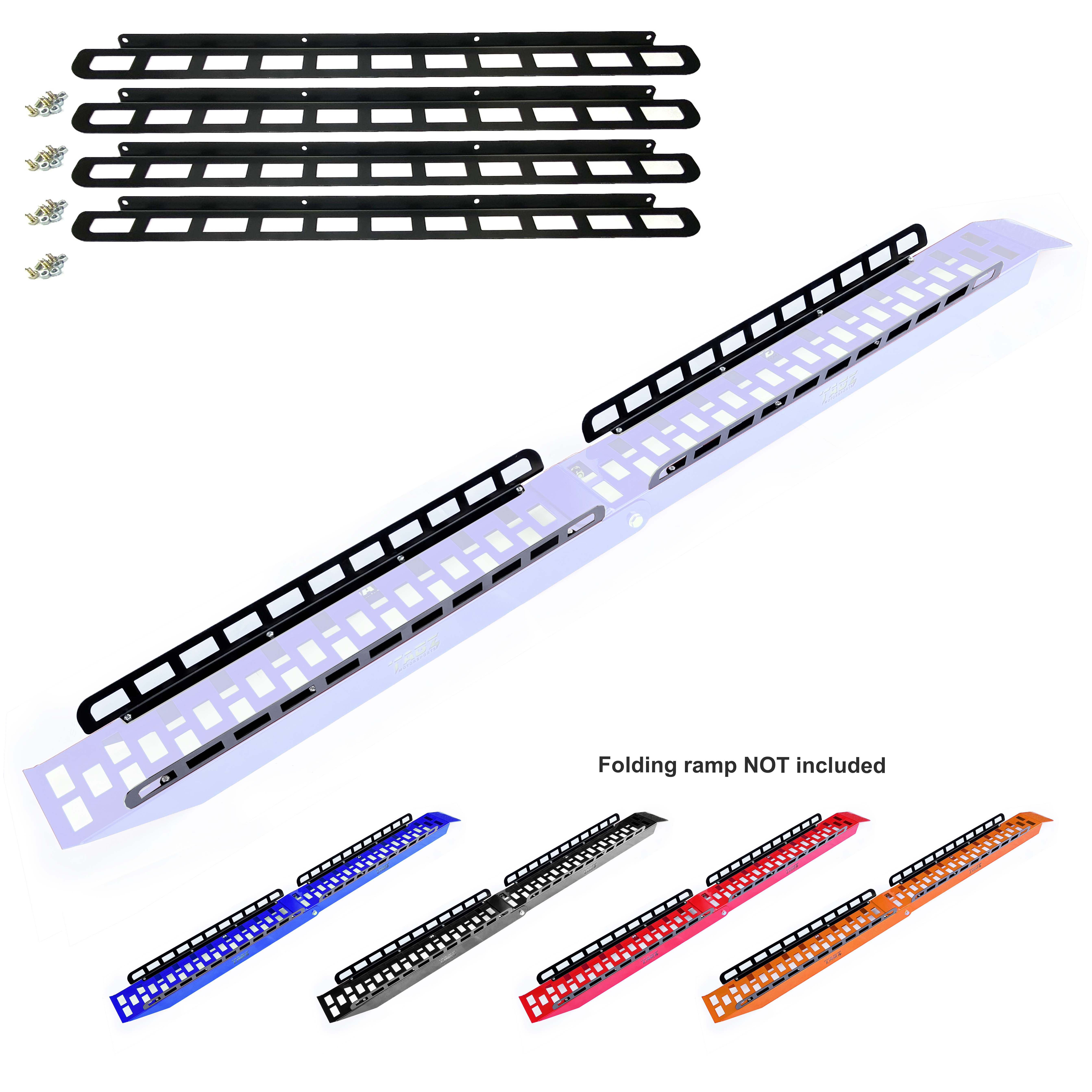 STEEL FOLDING RAMP BOLT ON SIDES BLACK PACK OF 4 image 1