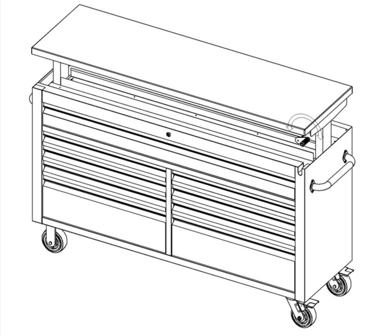 61 Black Powder Coated Steel 9 Drawer Tool Chest with Adjustable Height Solid Wooden Top thumbnail 6