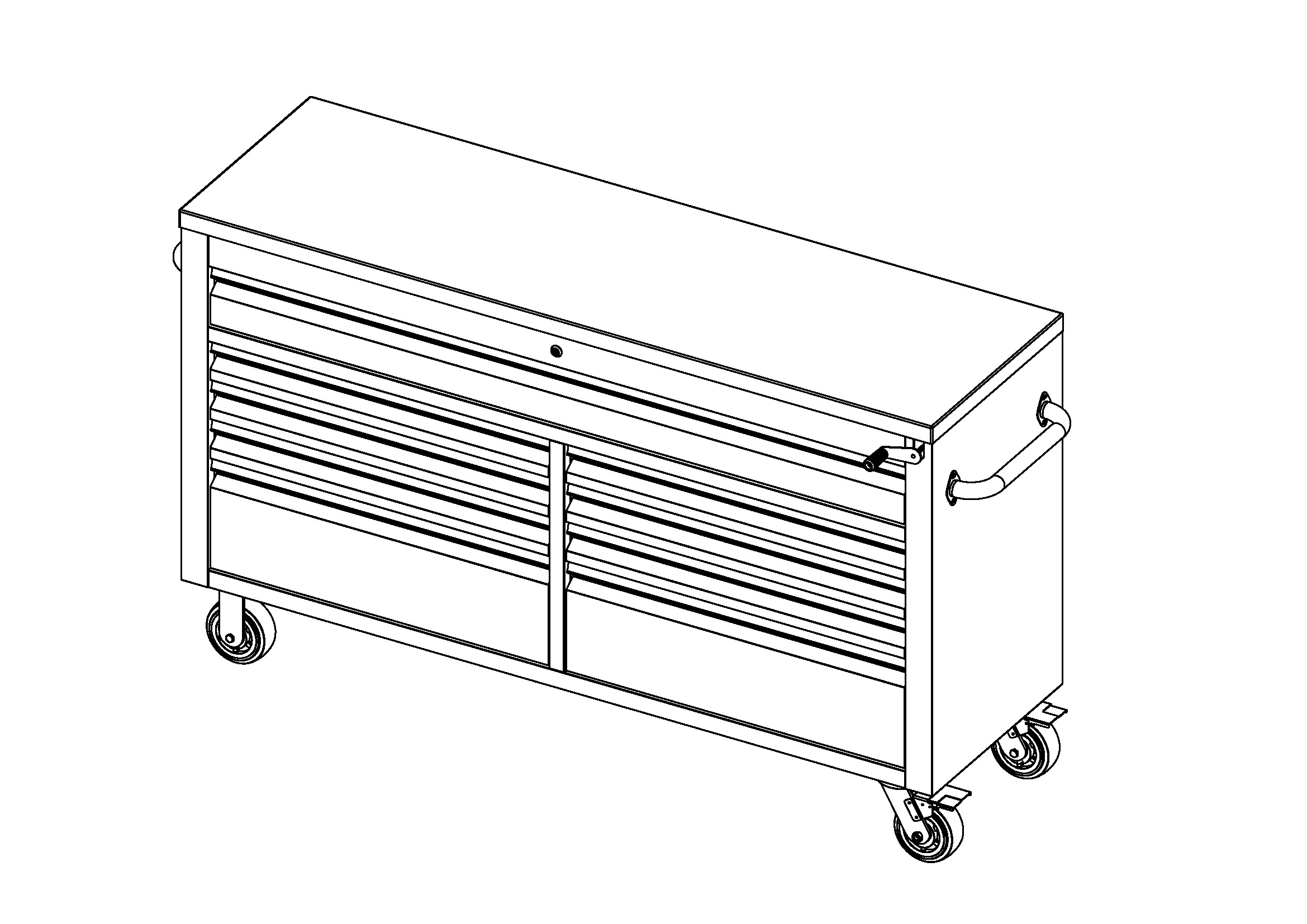 61 Black Powder Coated Steel 9 Drawer Tool Chest with Adjustable Height Solid Wooden Top thumbnail 7