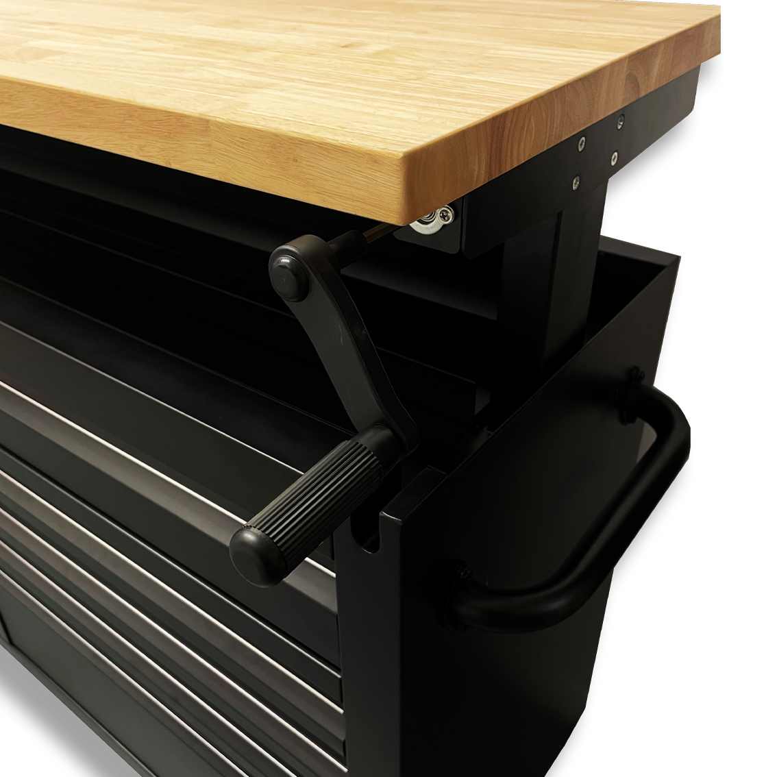 61 Black Powder Coated Steel 9 Drawer Tool Chest with Adjustable Height Solid Wooden Top thumbnail 8