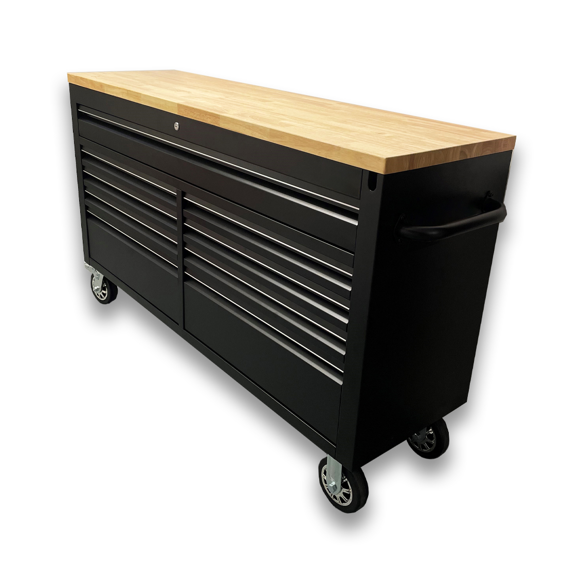61 Black Powder Coated Steel 9 Drawer Tool Chest with Adjustable Height Solid Wooden Top thumbnail 9