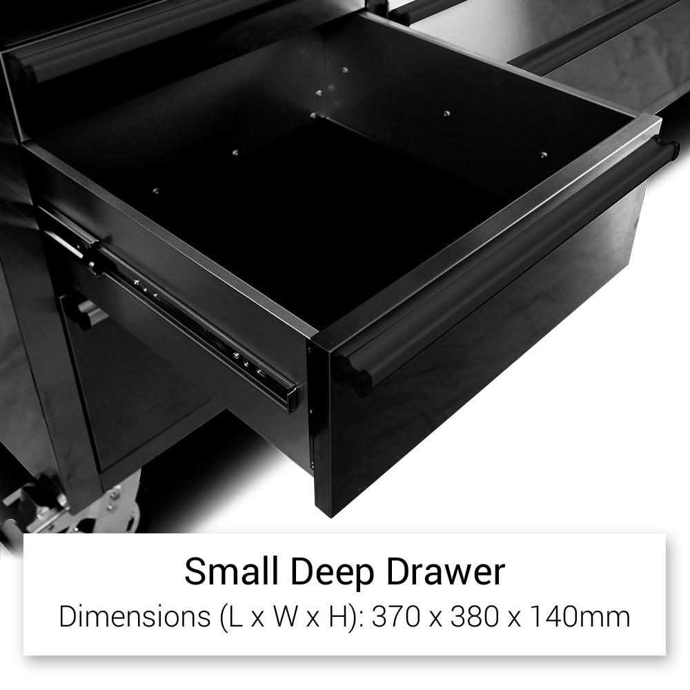 72 Matte Black Steel 15 Drawer Tool Chest with Solid Wooden Top, 3 Upper Cabinets and Peg Board thumbnail 10