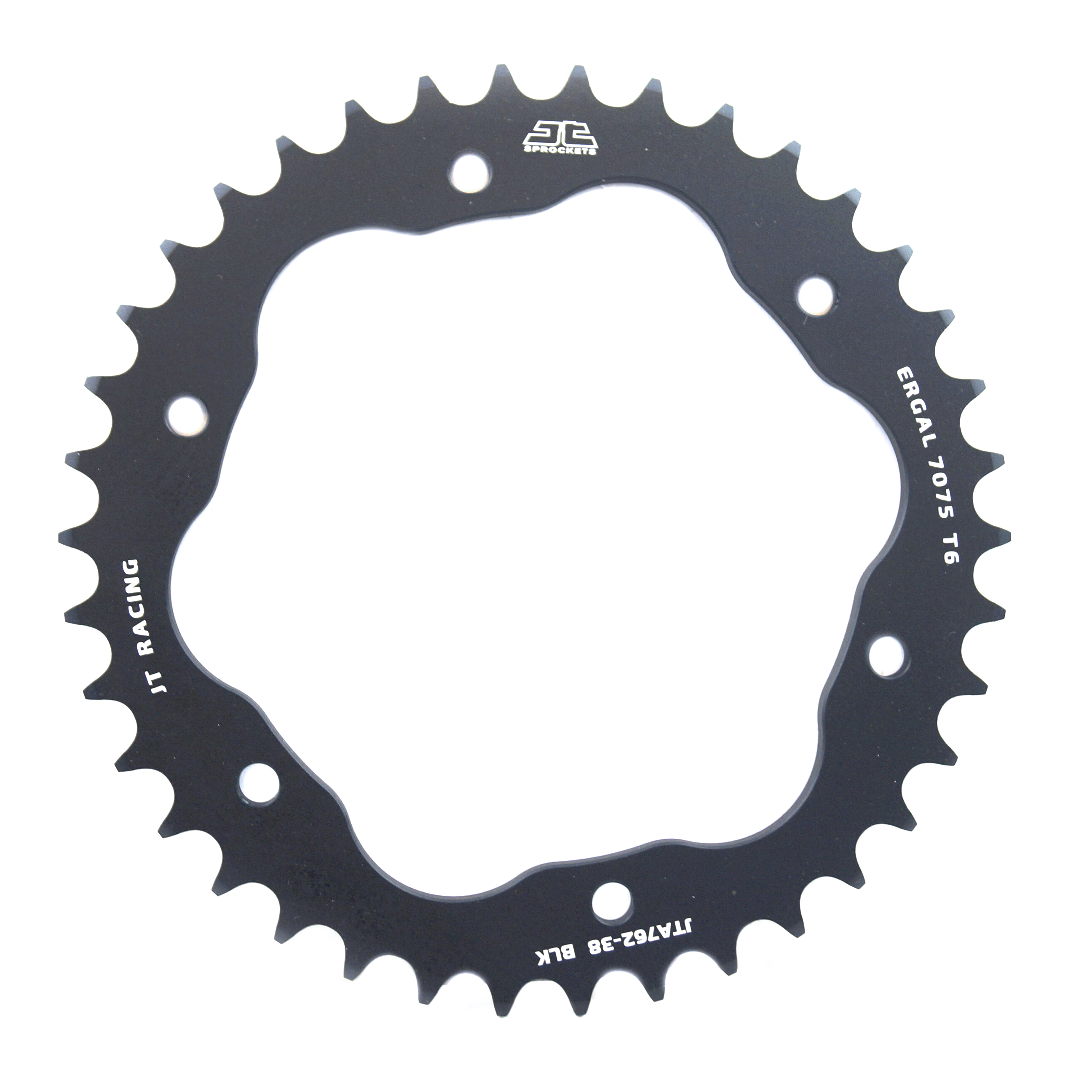 REAR SPROCKET ALLOY BLACK, JTA762.38BLK.7075-T6 Aluminium. DUCATI 520 Chain Conversion thumbnail 2