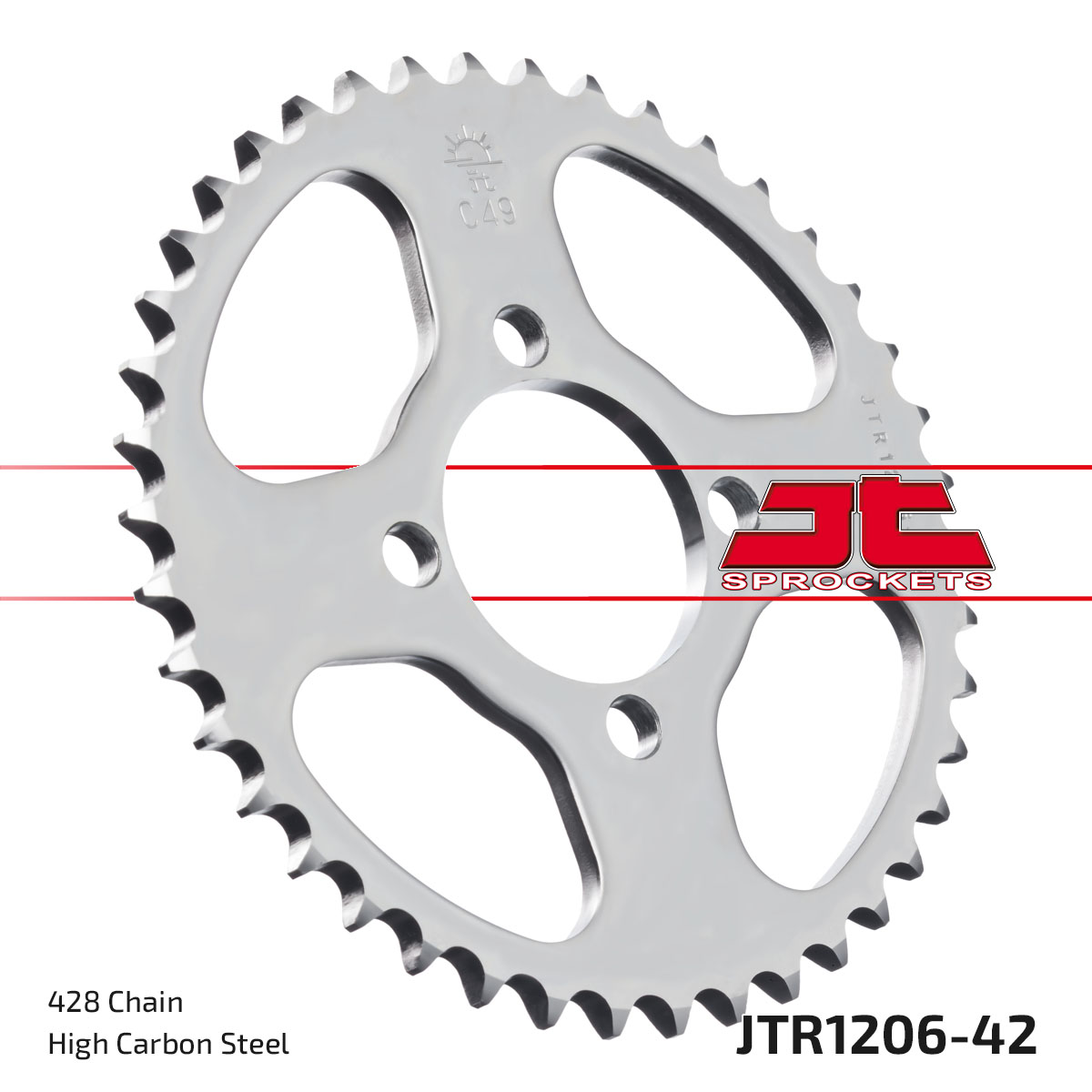 REAR SPROCKET JTR1206.42 STEEL SILVER, SILVER thumbnail 2