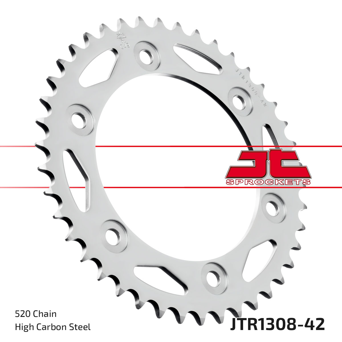 REAR SPROCKET STEEL JTR1308.42, CHAIN CONVERSION 520, HONDA ROAD image 1