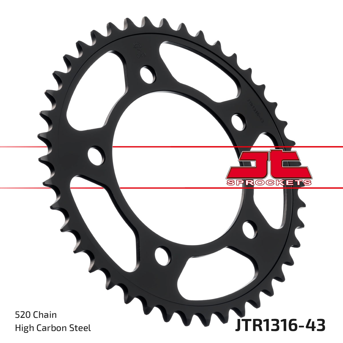 REAR SPROCKET JTR1316.43 STEEL BLACK, HONDA ROAD image 1