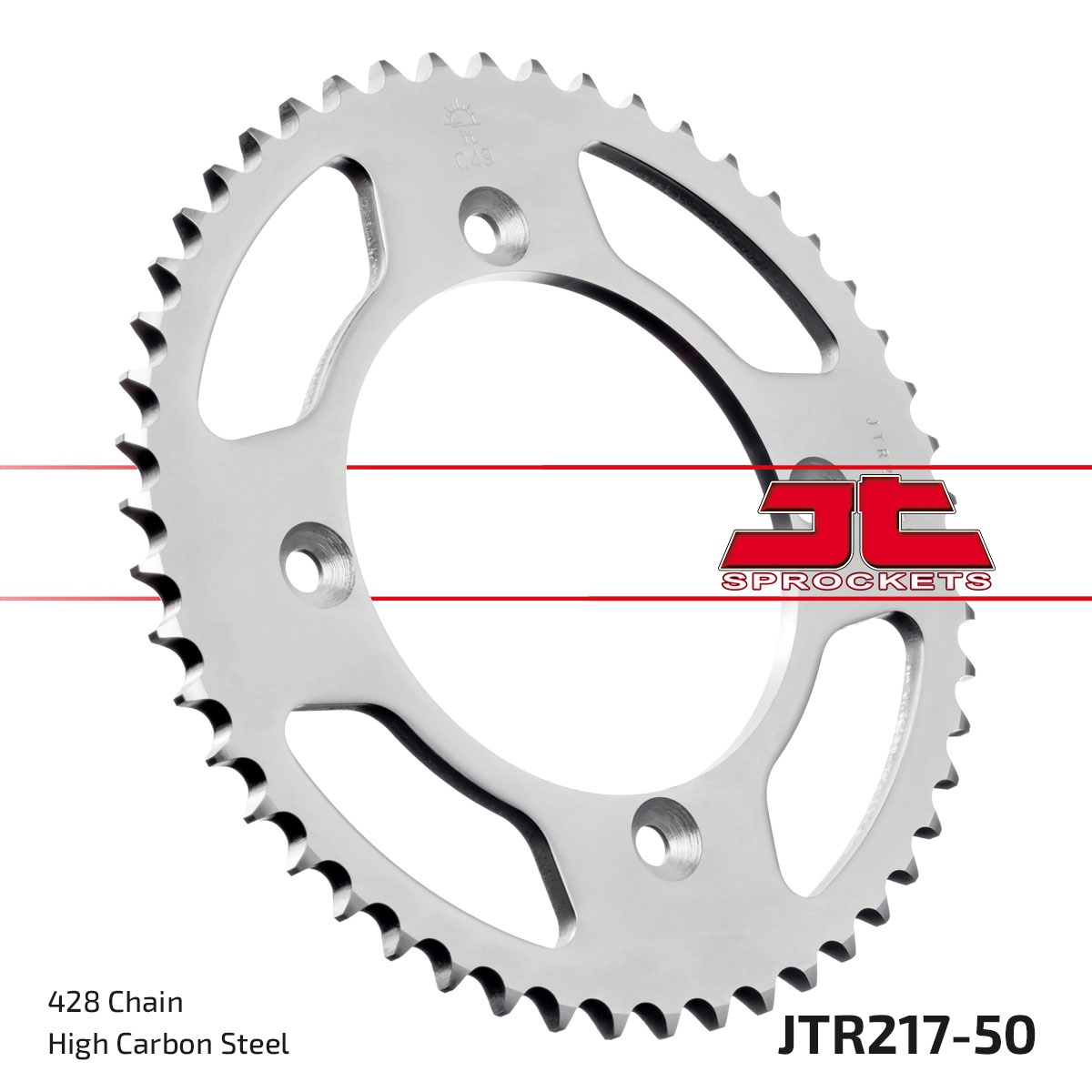REAR SPROCKET STEEL JTR217.50, 428 Chain Conversion CR80/85, SR217-49 image 1
