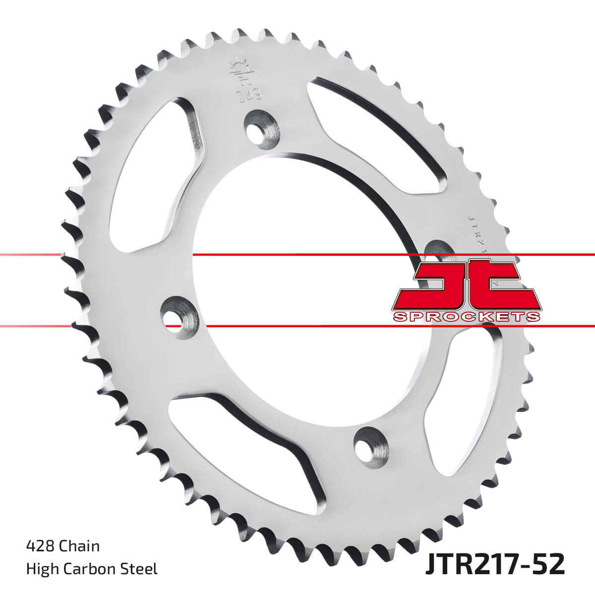 REAR SPROCKET STEEL JTR217.52, 428 Chain Conversion CR80/85, SR217-49 image 1