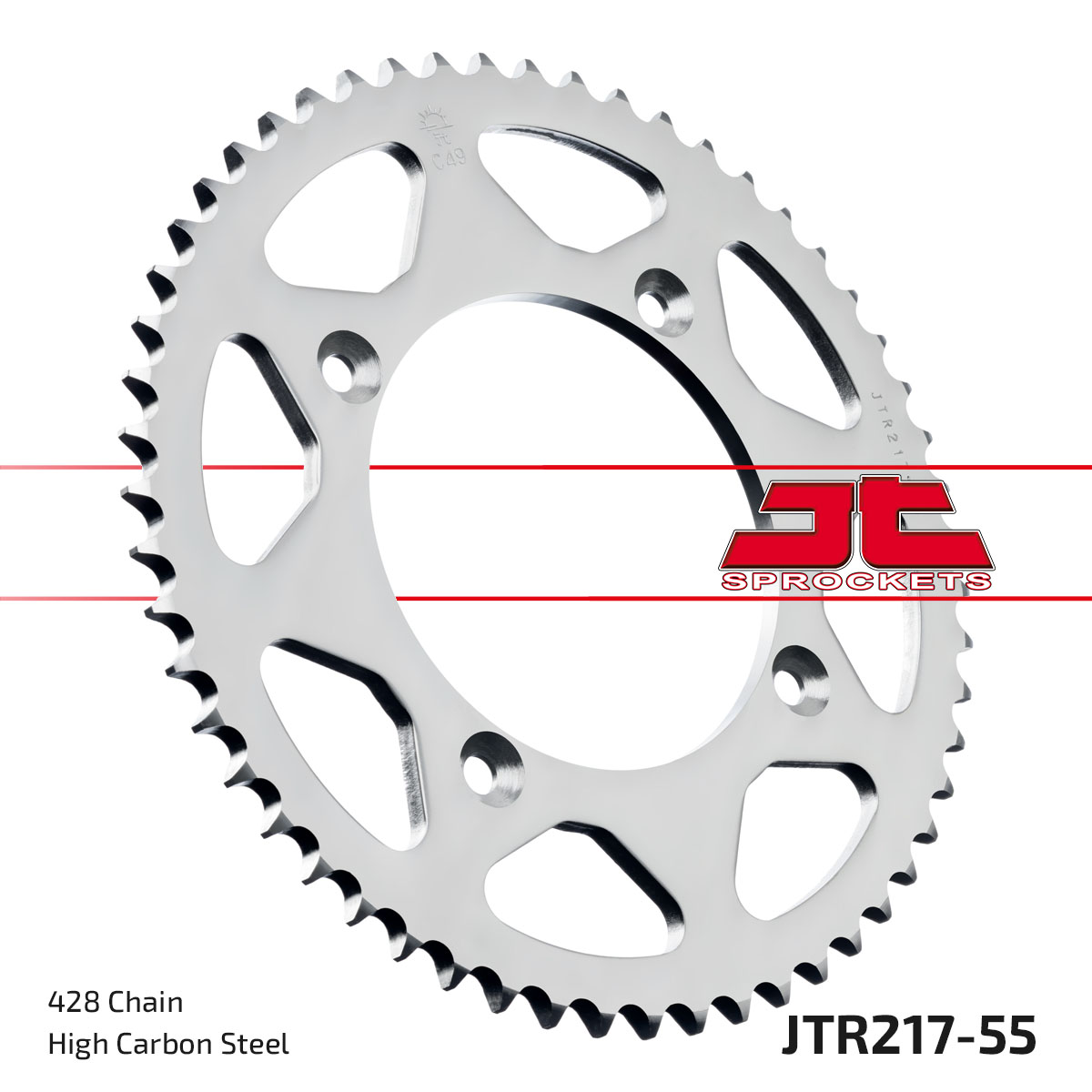 REAR SPROCKET STEEL JTR217.55, 428 Chain Conversion CR80/85, SR217-49 image 1