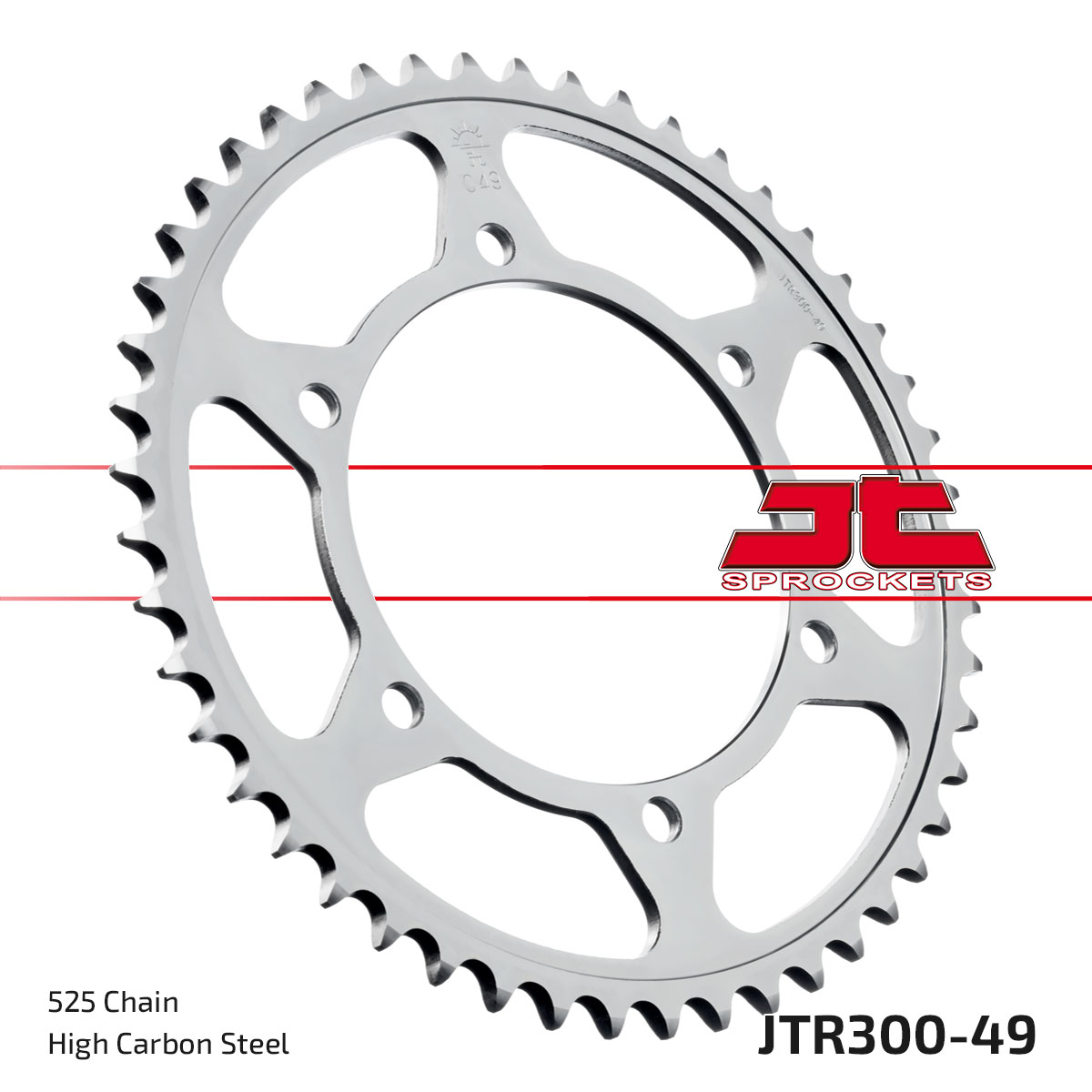 REAR SPROCKET JTR300.49 JT 525 SILVER, HONDA ROAD image 1
