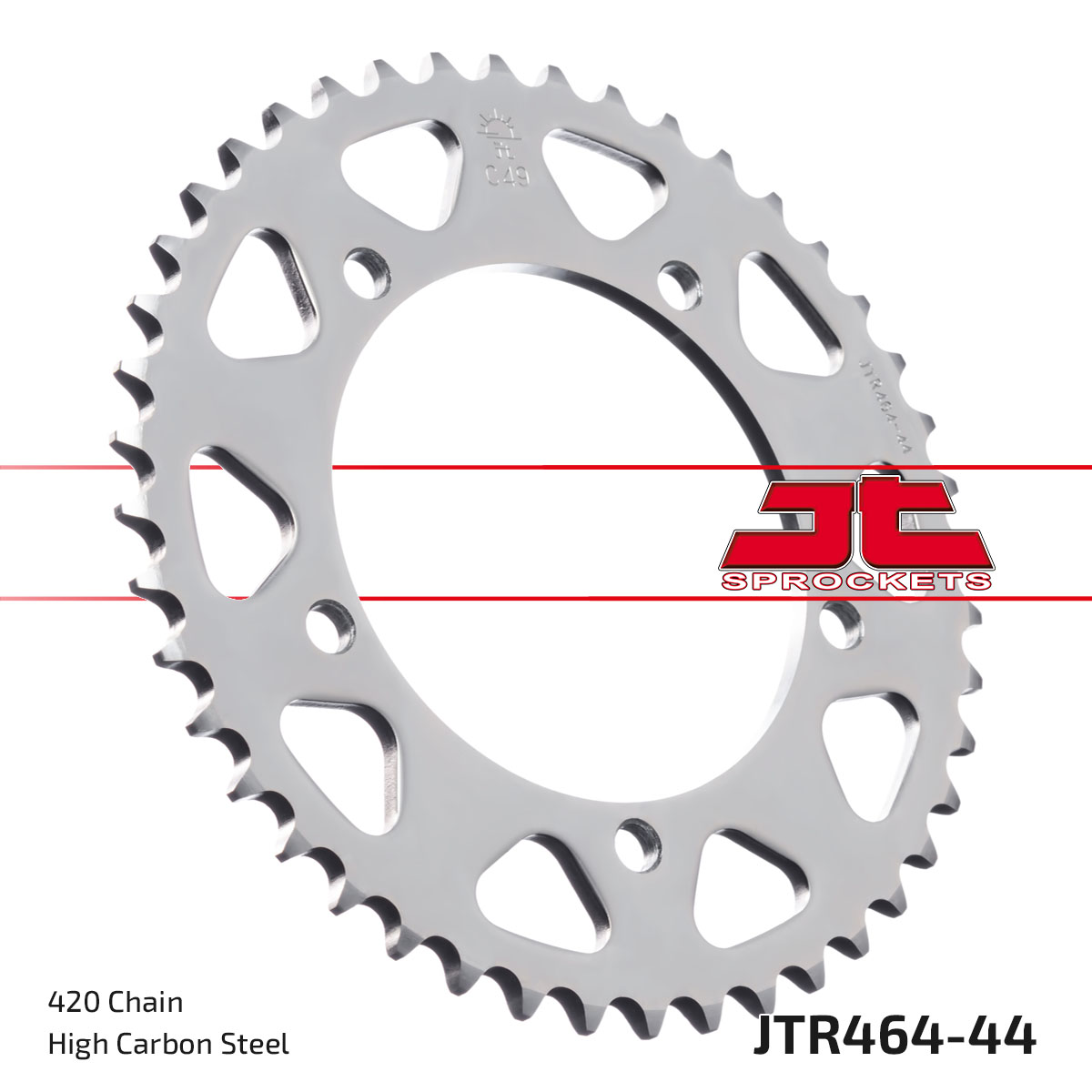 REAR SPROCKET STEEL 464 5-HOLE, KAWASAKI KX60, JTR464.44 image 1
