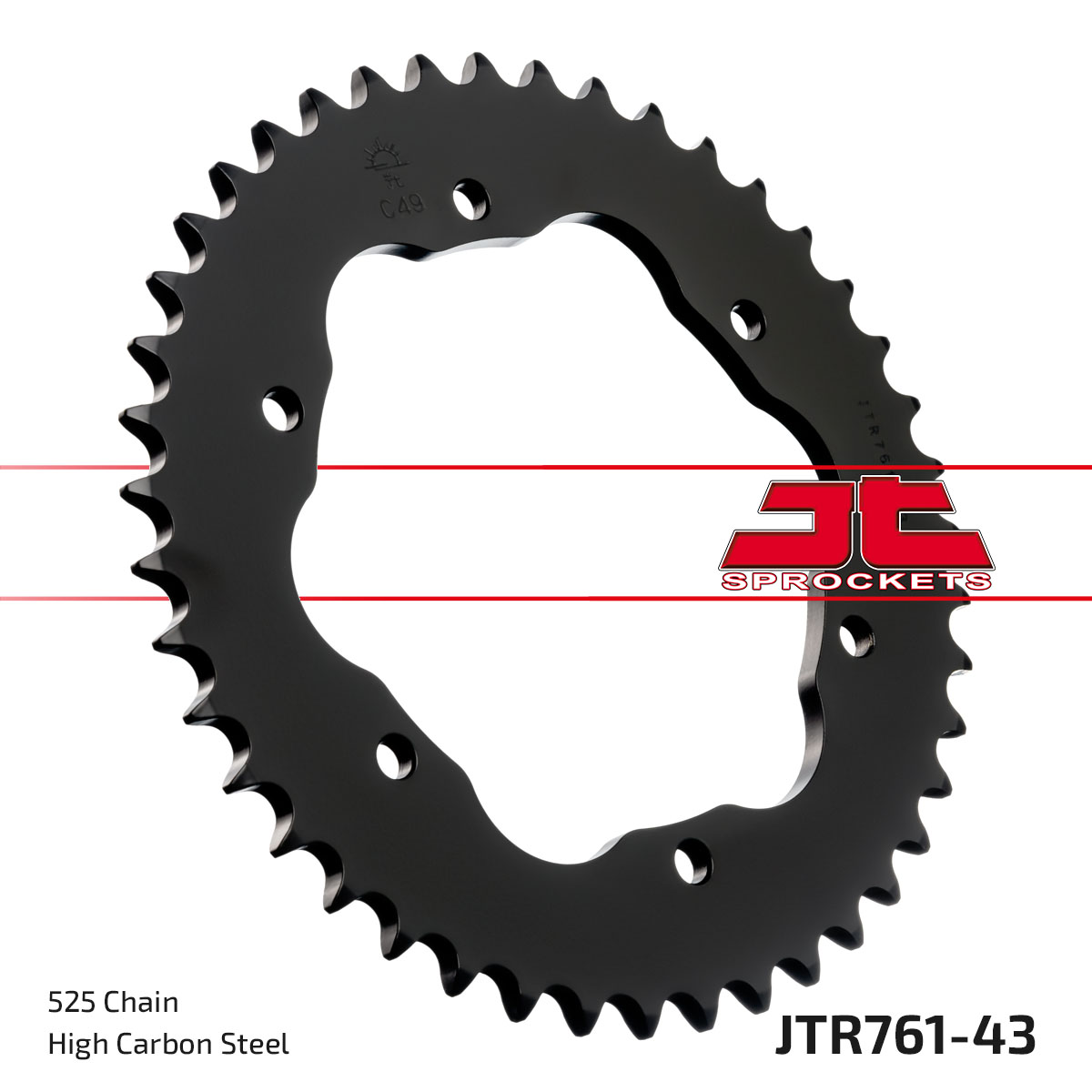REAR SPROCKET STEEL JTR761.43, DUCATI ROAD CHAIN TYPE 525 image 1