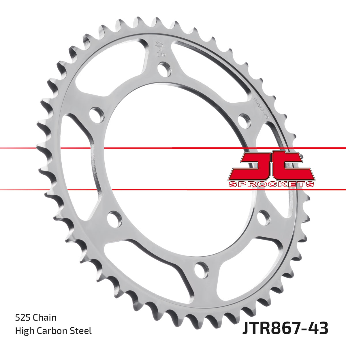REAR SPROCKET JTR867.43 STEEL, HONDA ROAD image 1
