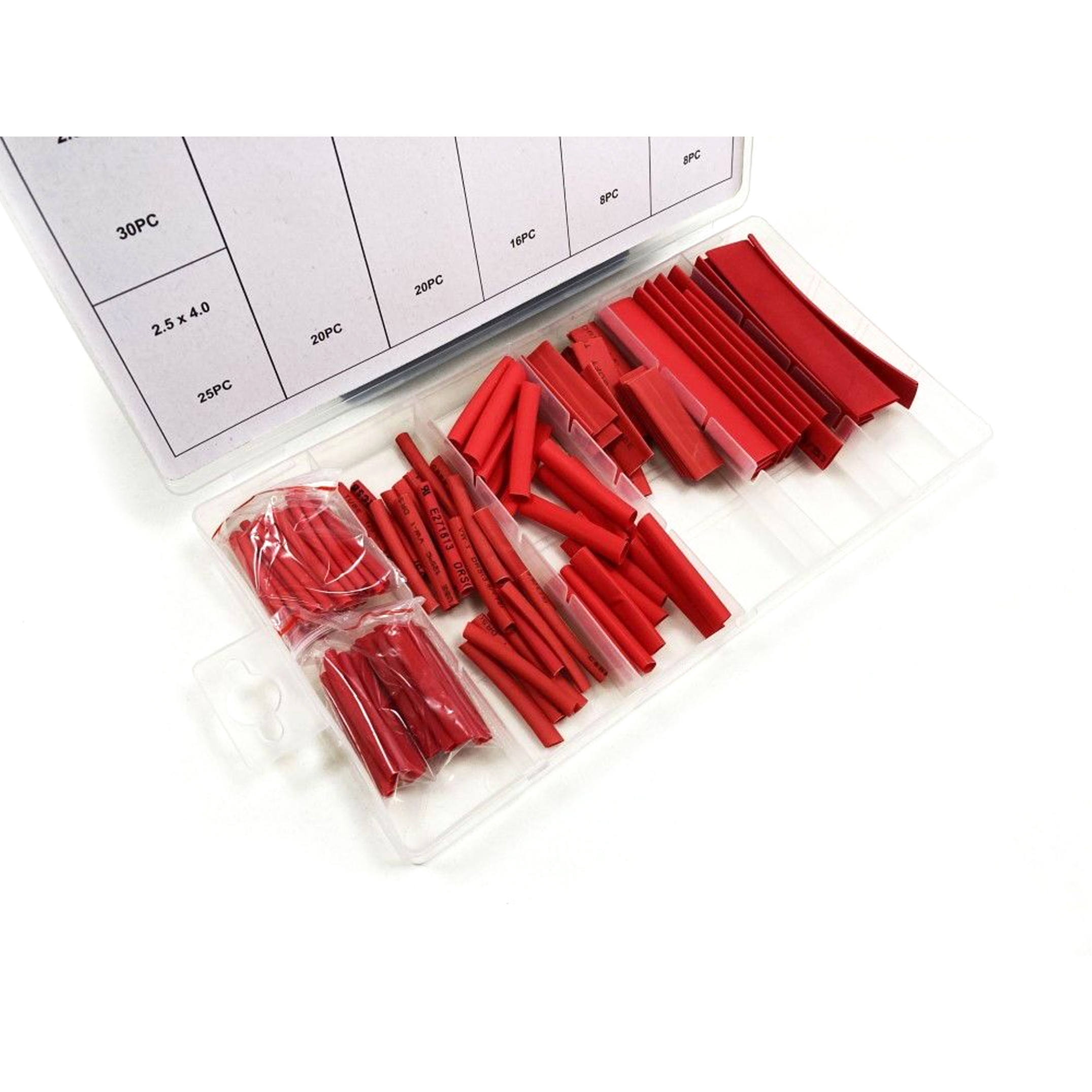 HEAT SHRINK TUBE ASSORTMENT 127PC RED WITH PLASTIC BOX - TOOLZONE KDPEL119 thumbnail 4