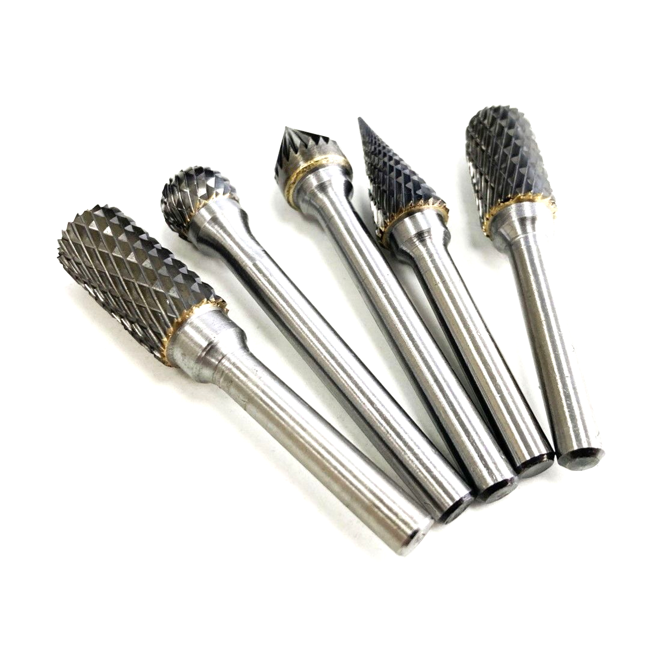 ROTARY RASP TUNGSTEN CARBIDE DOUBLE DIAMOND CUT SET 5 PIECE 6mm SHANK - TOOLZONE KDPHB103 image 1