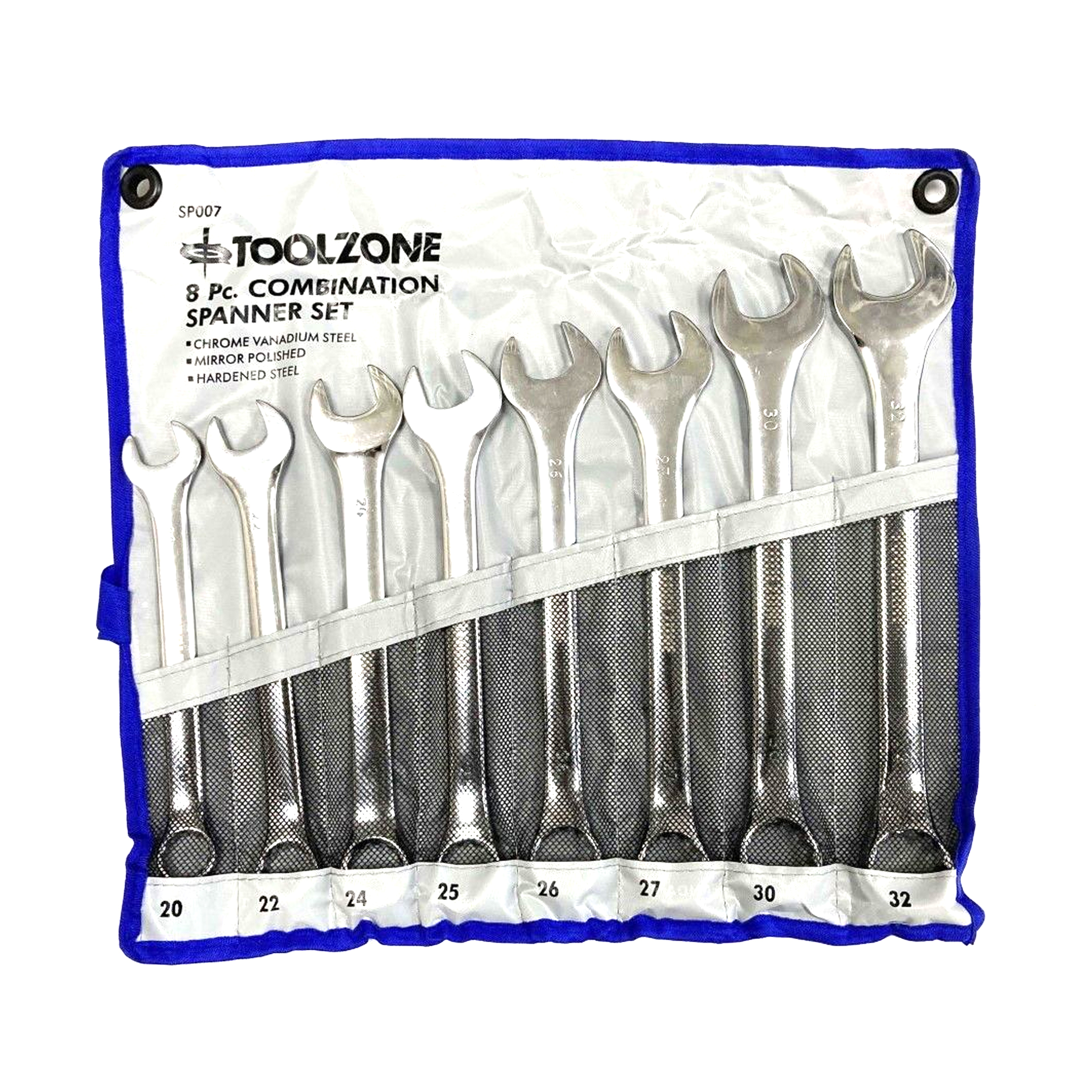 JUMBO SPANNERS SET 8PC 20-32mm CHROME VANADIUM - TOOLZONE KDPSP007 image 1