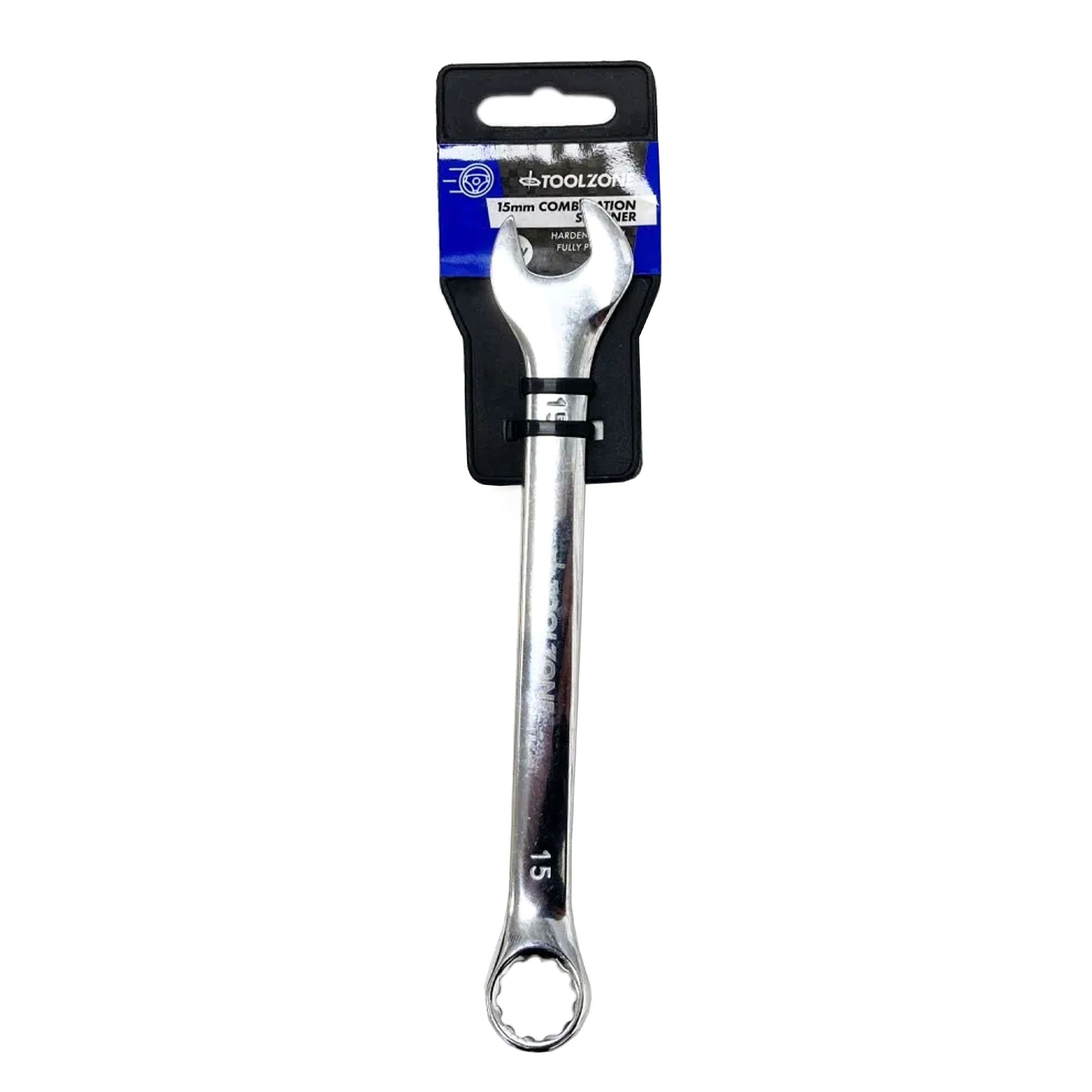 COMBINATION SPANNER 15mm CHROME VANADIUM POLISHED - TOOLZONE KDPSP018 image 1