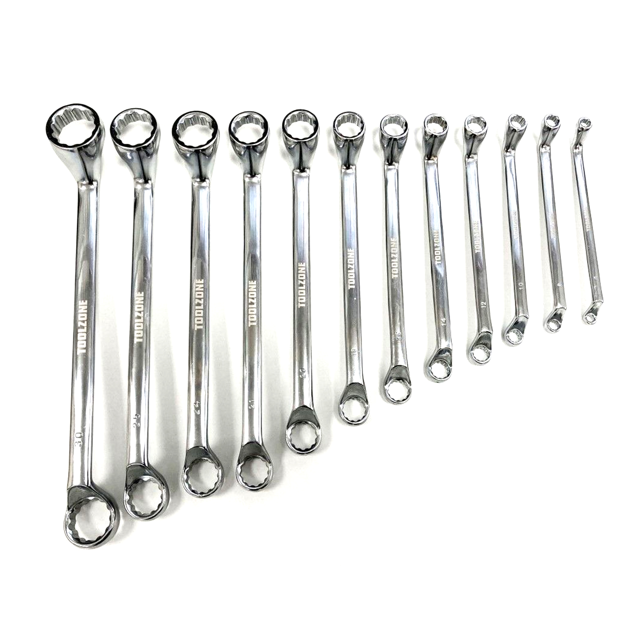 OFFSET RING SPANNER SET 12PC 6x7mm TO 30x32mm CHROME VANADIUM POLISHED - TOOLZONE KDPSP024 image 1