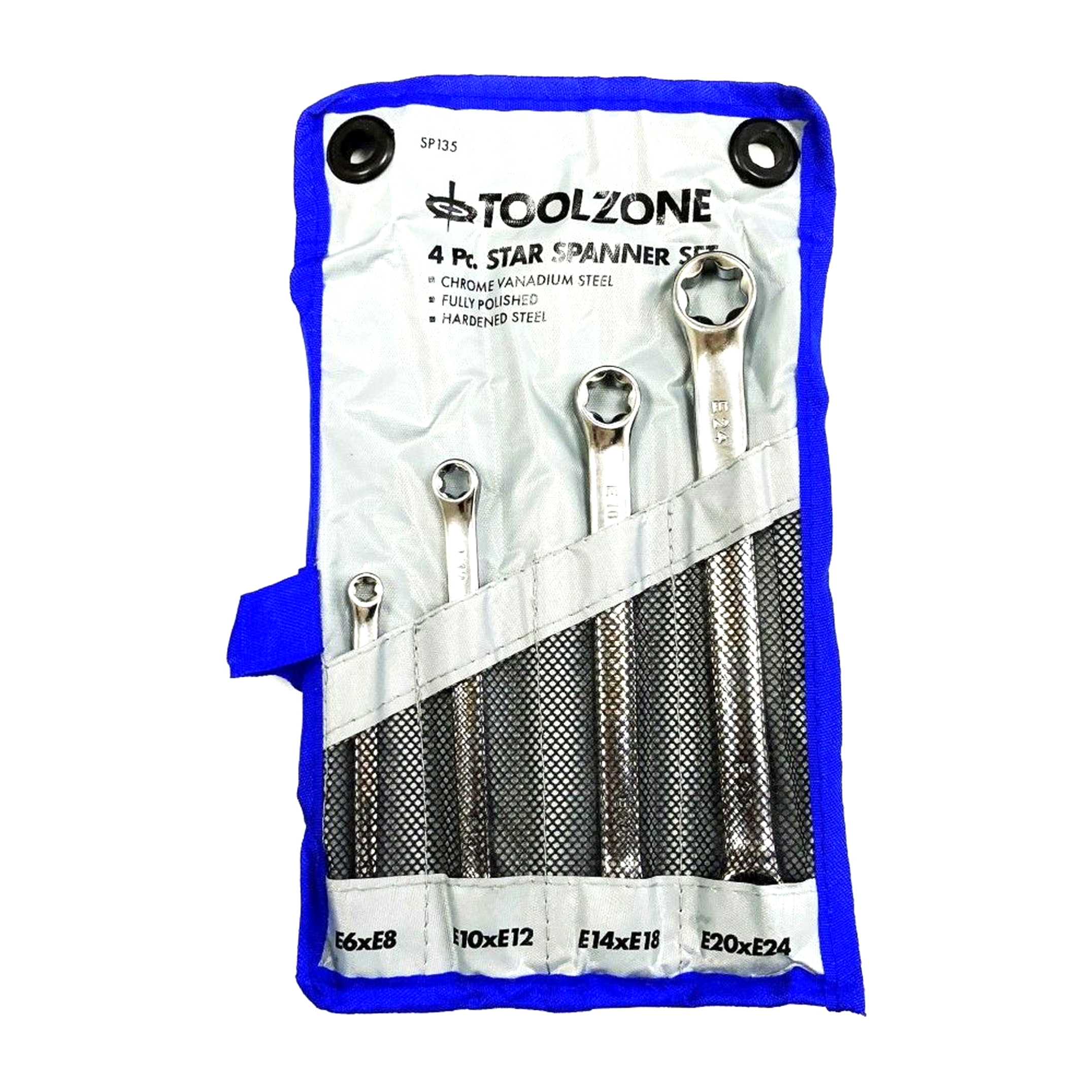 DOUBLE END RING SPANNER SET 4pc STAR CHROME VANADIUM FULLY POLISHED - TOOLZONE KDPSP135 image 1