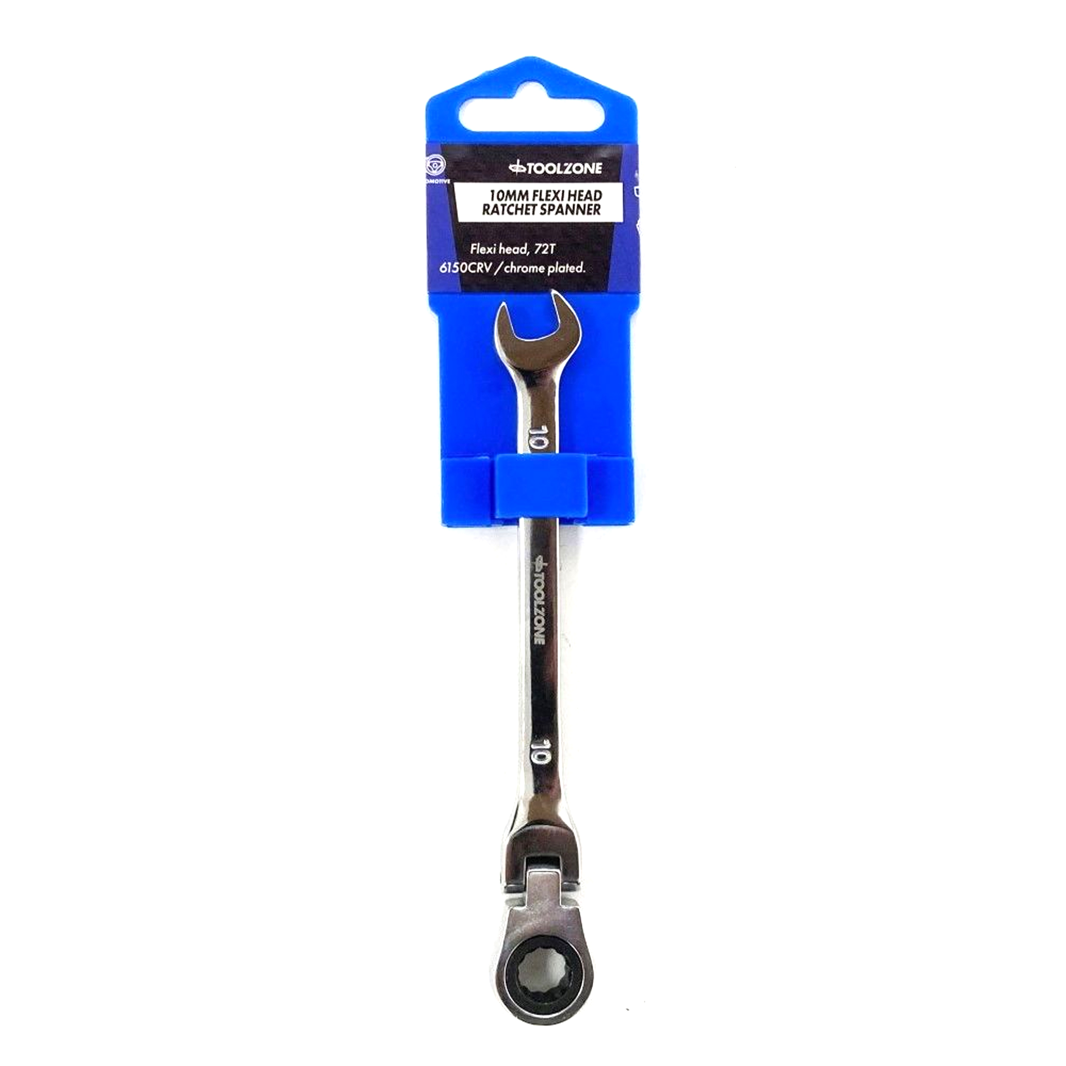 FLEXI RATCHET COMBINATION SPANNER 10mm 72 TEETH MIRROR POLISHED - TOOLZONE KDPSP136 image 1