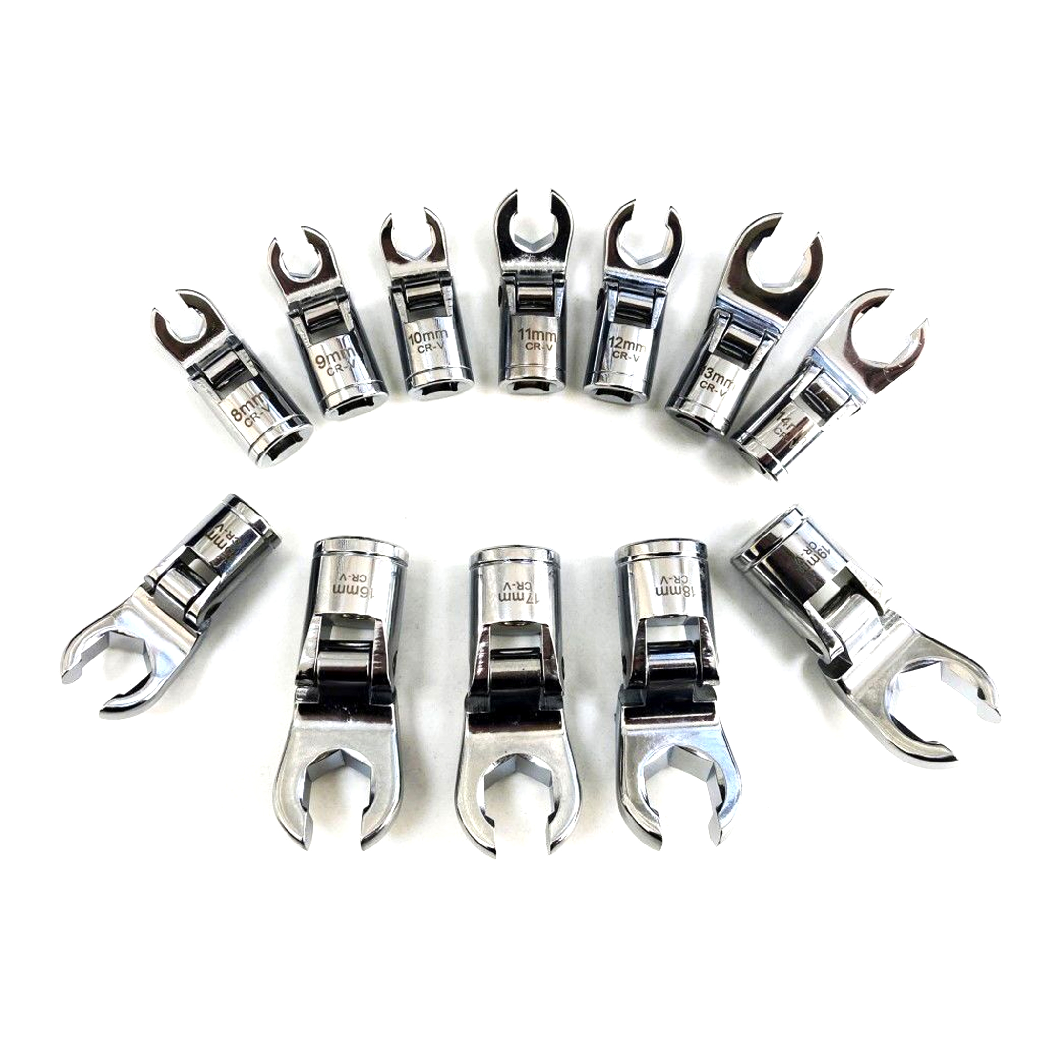 FLEX CROWFOOT SPANNER SET 12pc 3/8 DRIVE 8-19mm CHROME VANADIUM - TOOLZONE KDPSP170 image 1