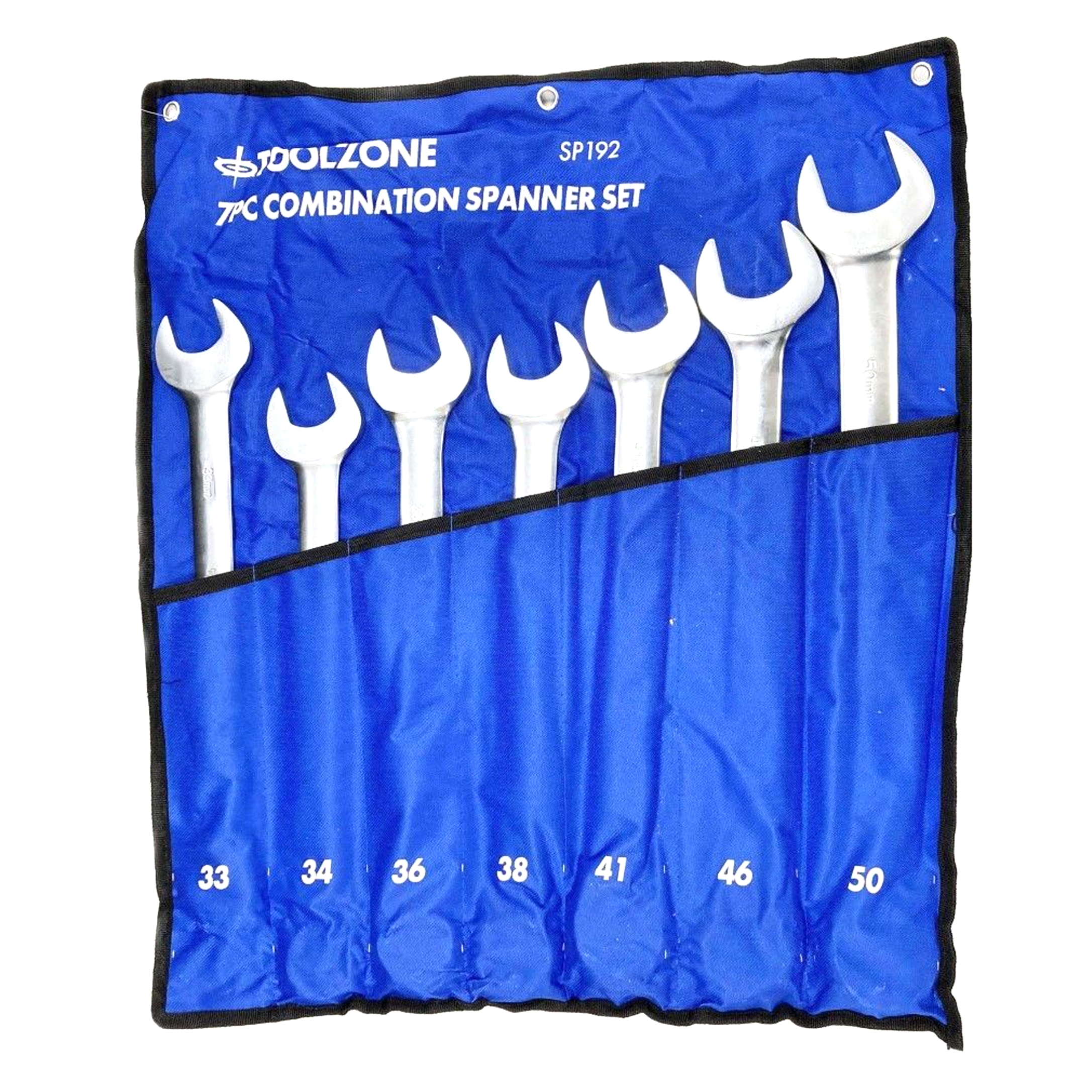 COMBINATION SPANNER SET 7pc 33-50mm 6150CRV MATT FINISH - TOOLZONE KDPSP192 image 1