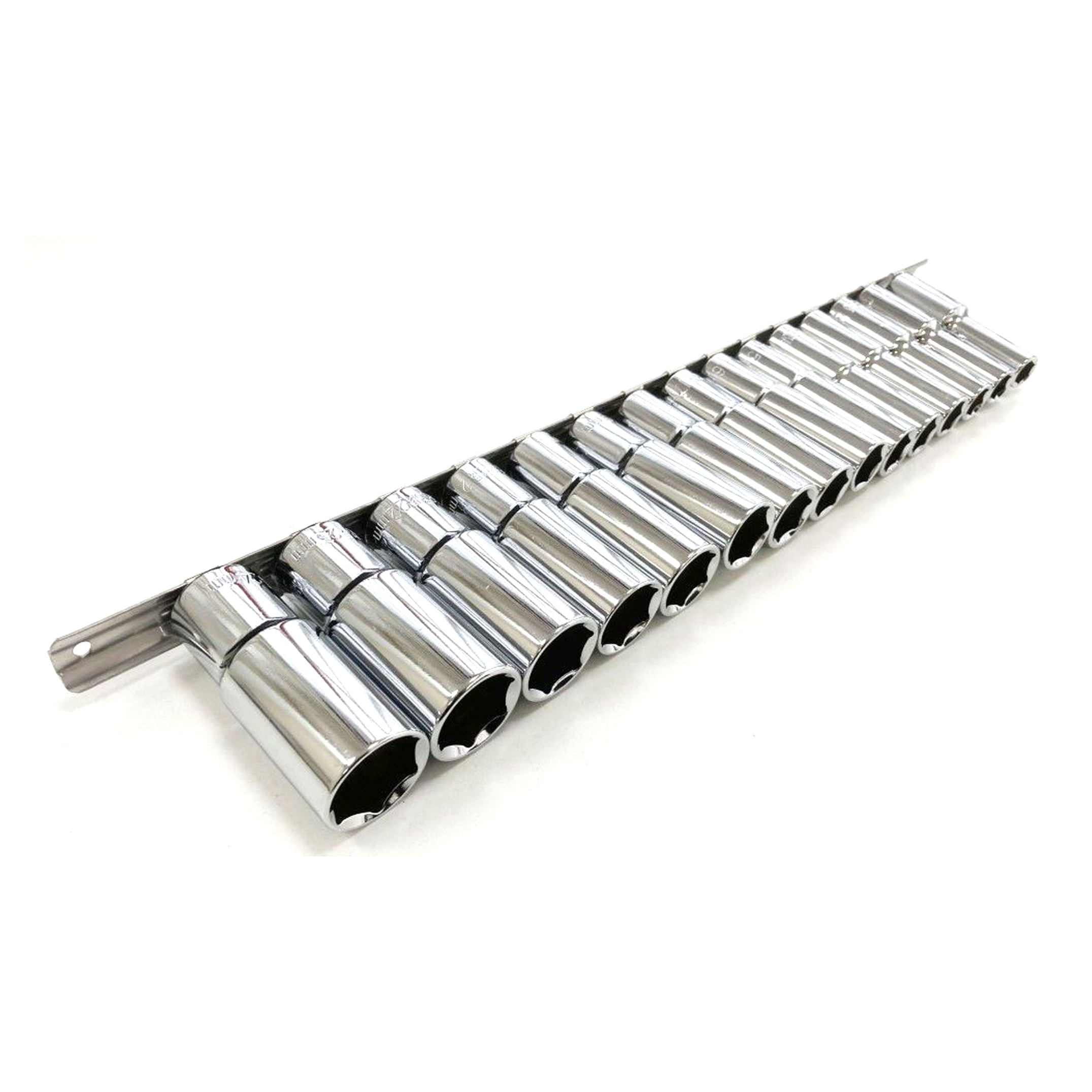 DEEP SOCKET SET 1/2 DRIVE 15pc 10-24mm CRV 6PT ON RAIL - TOOLZONE KDPSS010 image 1