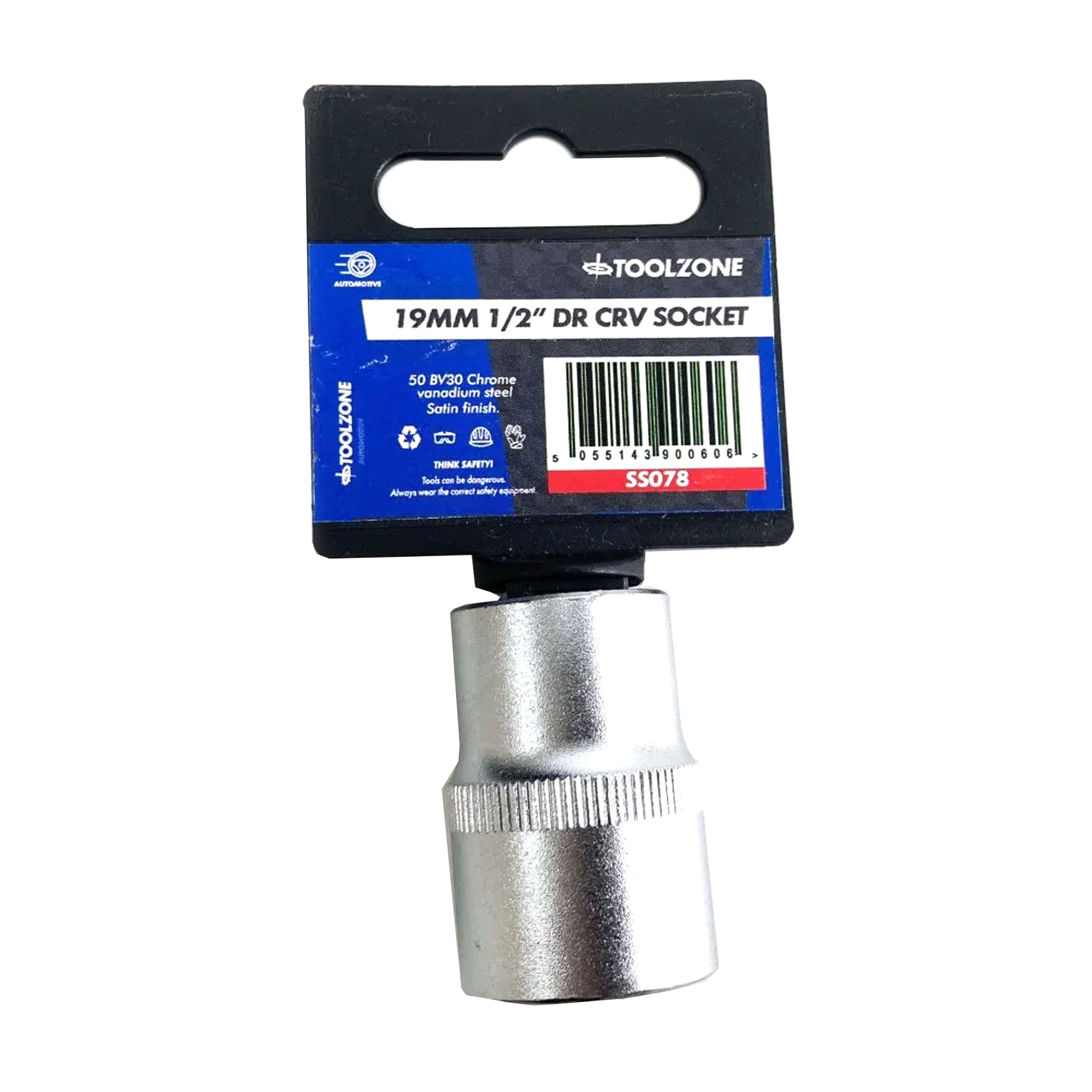 SOCKET 1/2 DRIVE 19mm CRV SATIN SINGLE HEX - TOOLZONE KDPSS078 image 1