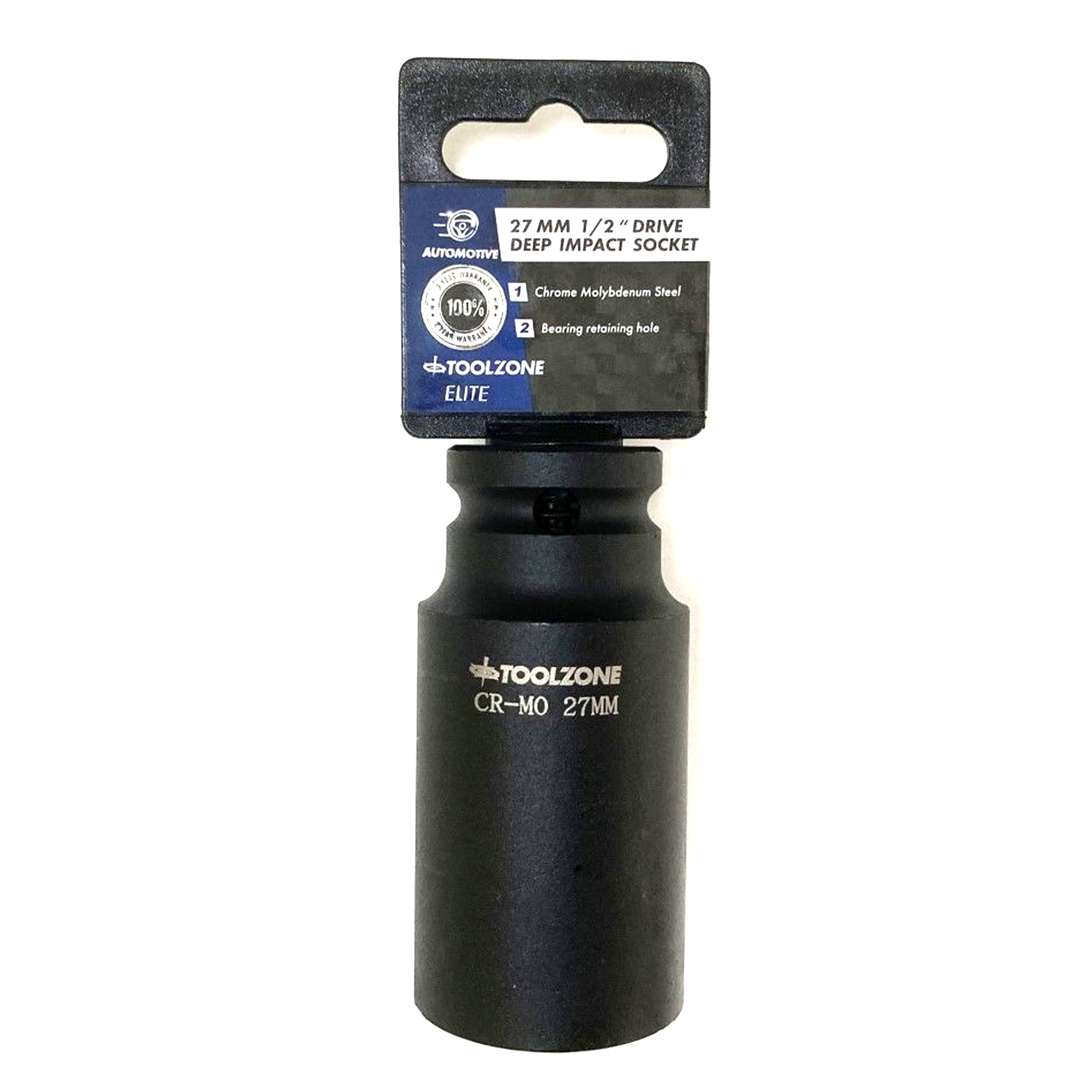 IMPACT SOCKET 1/2 DRIVE DEEP 27mm CRMO - TOOLZONE KDPSS131 image 1