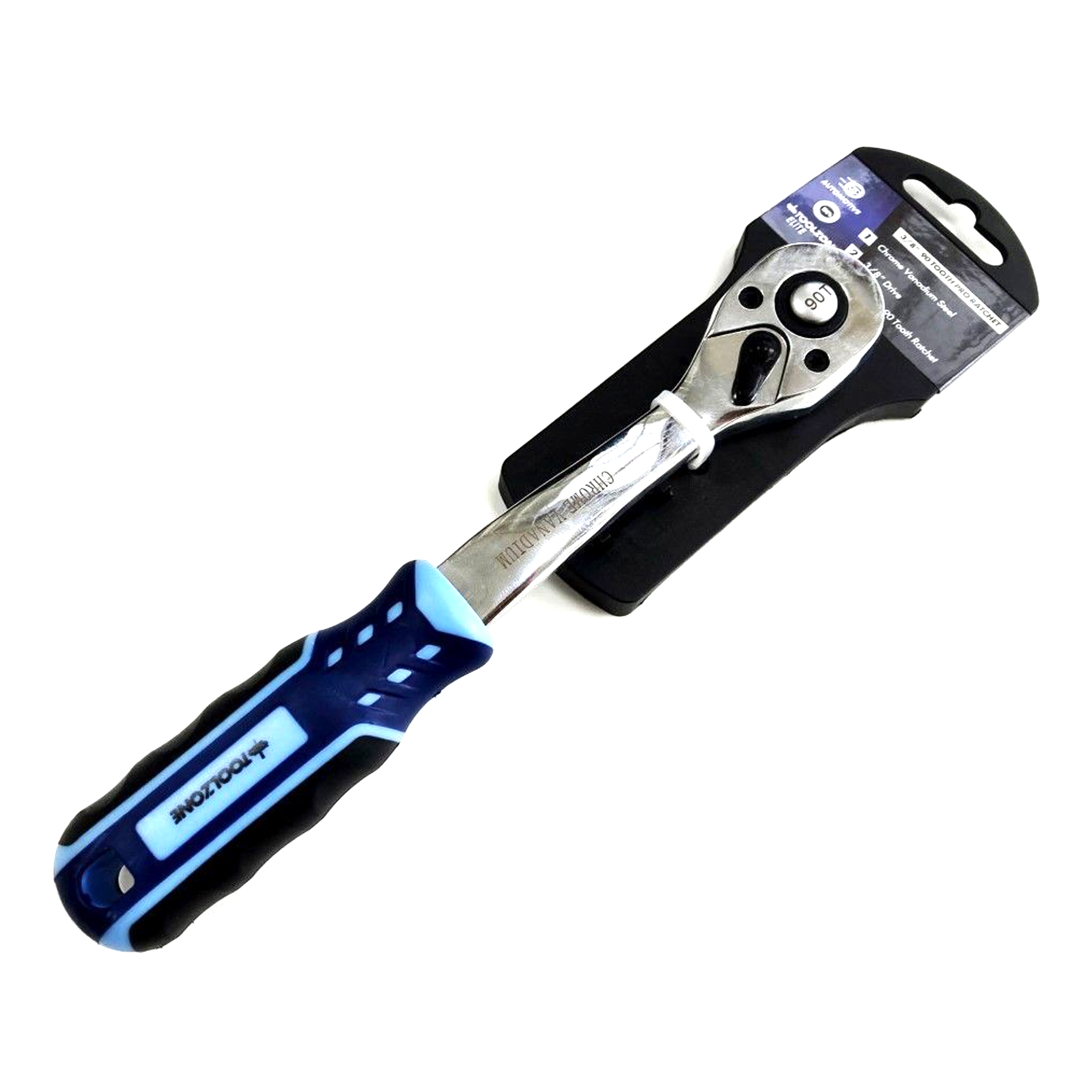 RATCHET HANDLE 3/8 DRIVE 90 TEETH 3 COLOUR CRV - TOOLZONE KDPSS231 image 1