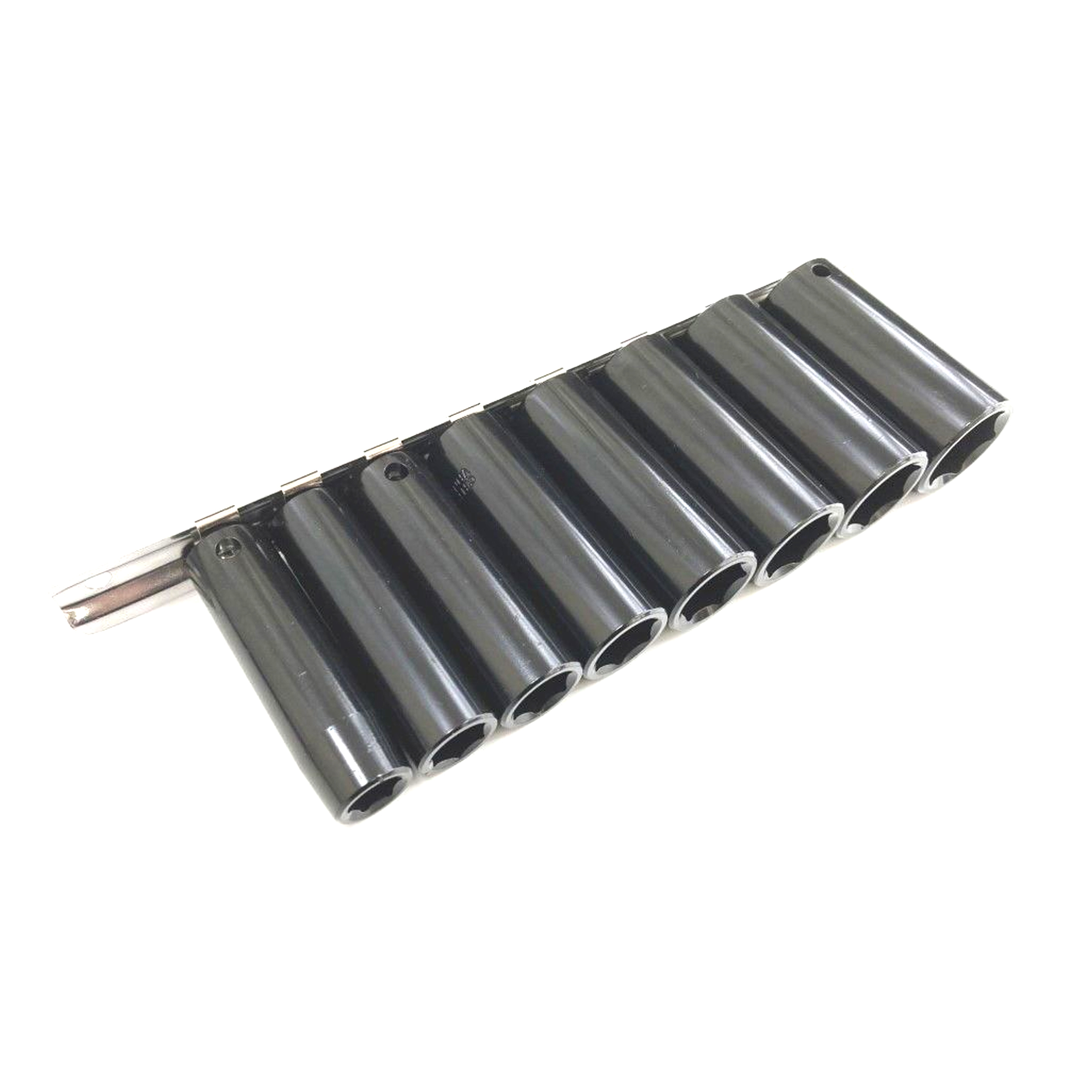 IMPACT SOCKET SET DEEP 3/8 DRIVE AF 8 PIECES 3/8-13/16 CRV BLACK FINISH - TOOLZONE KDPSS233