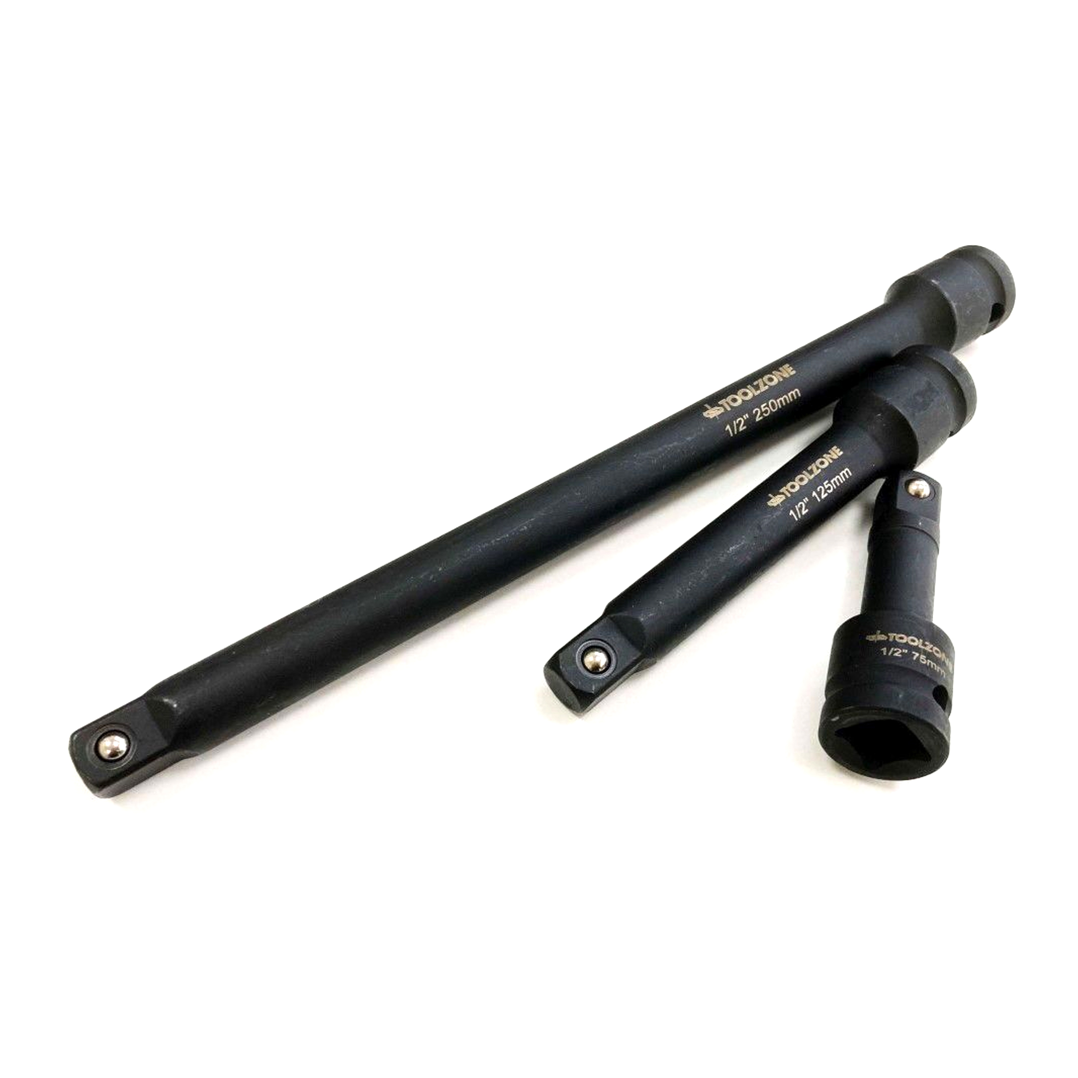 IMPACT EXTENSION BAR SET 1/2 DRIVE 3 PIECES 75mm 125mm 250mm CRV - TOOLZONE KDPSS236