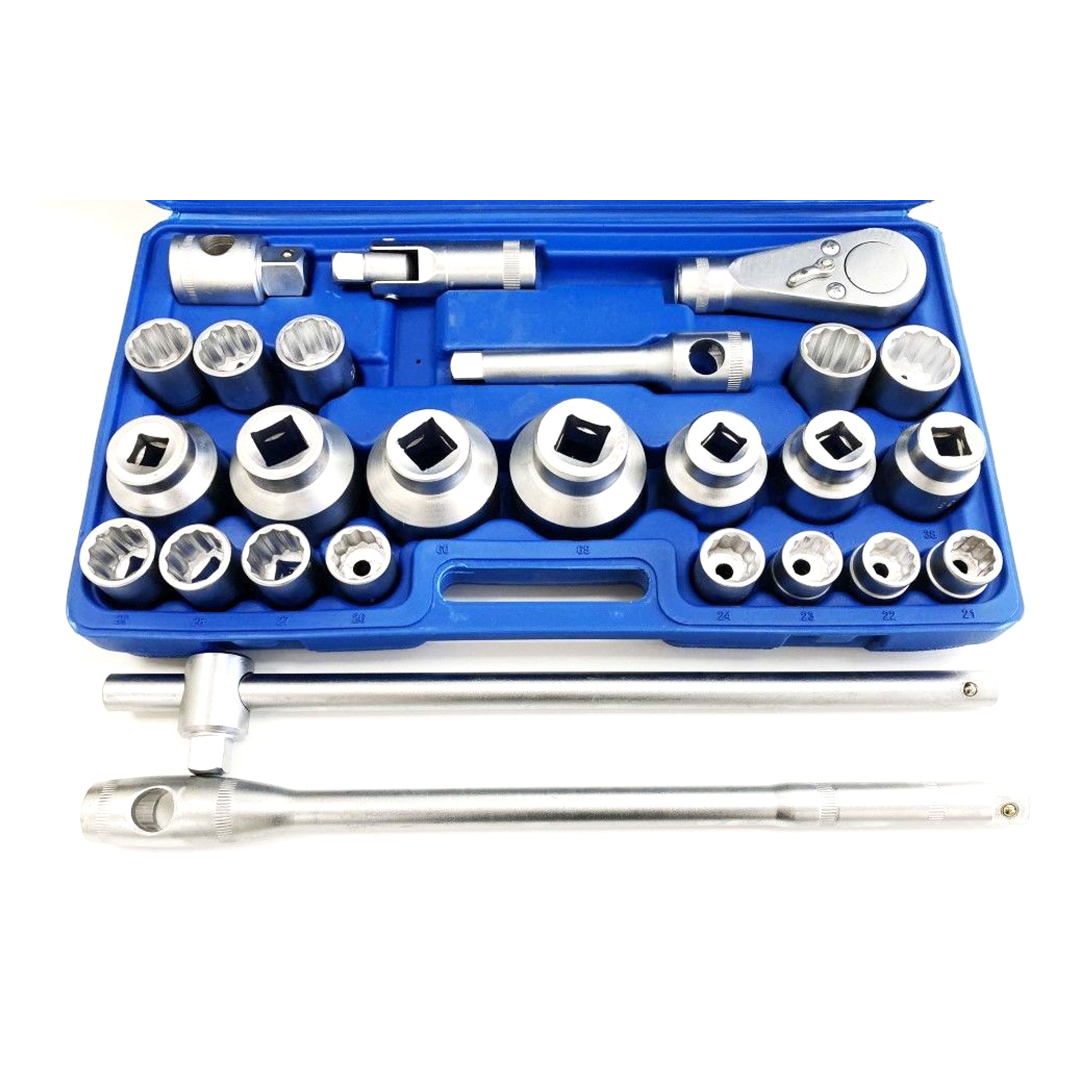 SOCKET SET 26 PIECES 3/4 AND 1 DRIVE 21mm-65mm CARBON STEEL - TOOLZONE KDPSS301