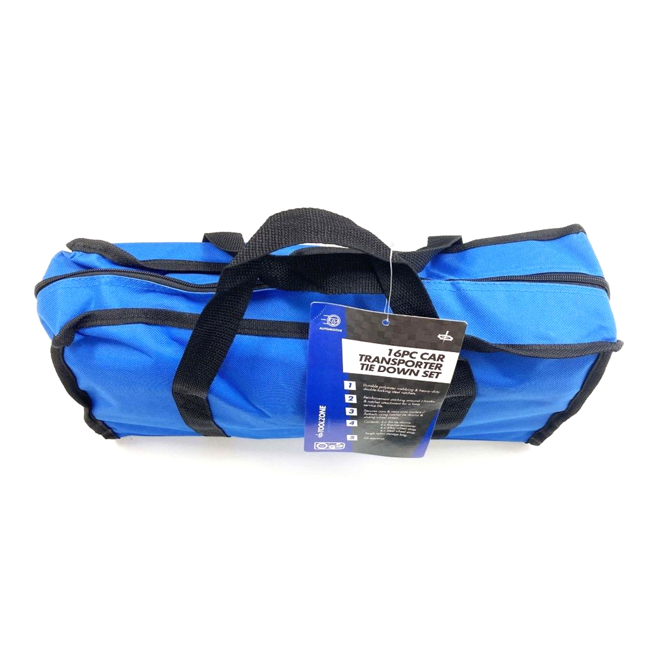 CAR TRANSPORTER SET 16PC INCLUDES RATCHET TIE DOWNS AND CHOKER STRAPS - TOOLZONE KDPTD068 image 1