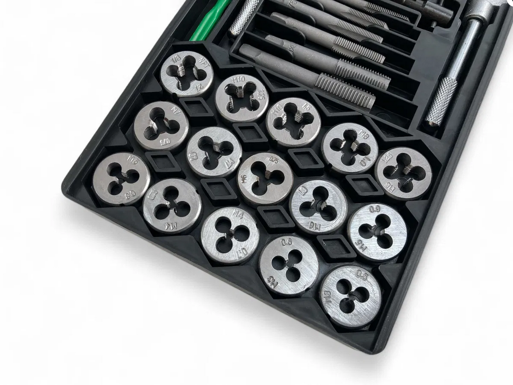 TAP AND DIE SET 40 PIECE CARBON STEEL METRIC M3-M12 AND SAE 4-40 TO 1/2-20 - TOOLZONE KDPTP102 thumbnail 3