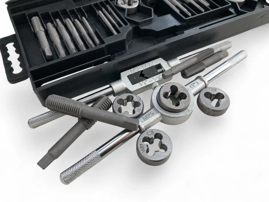 TAP AND DIE SET 40 PIECE CARBON STEEL METRIC M3-M12 AND SAE 4-40 TO 1/2-20 - TOOLZONE KDPTP102 thumbnail 4
