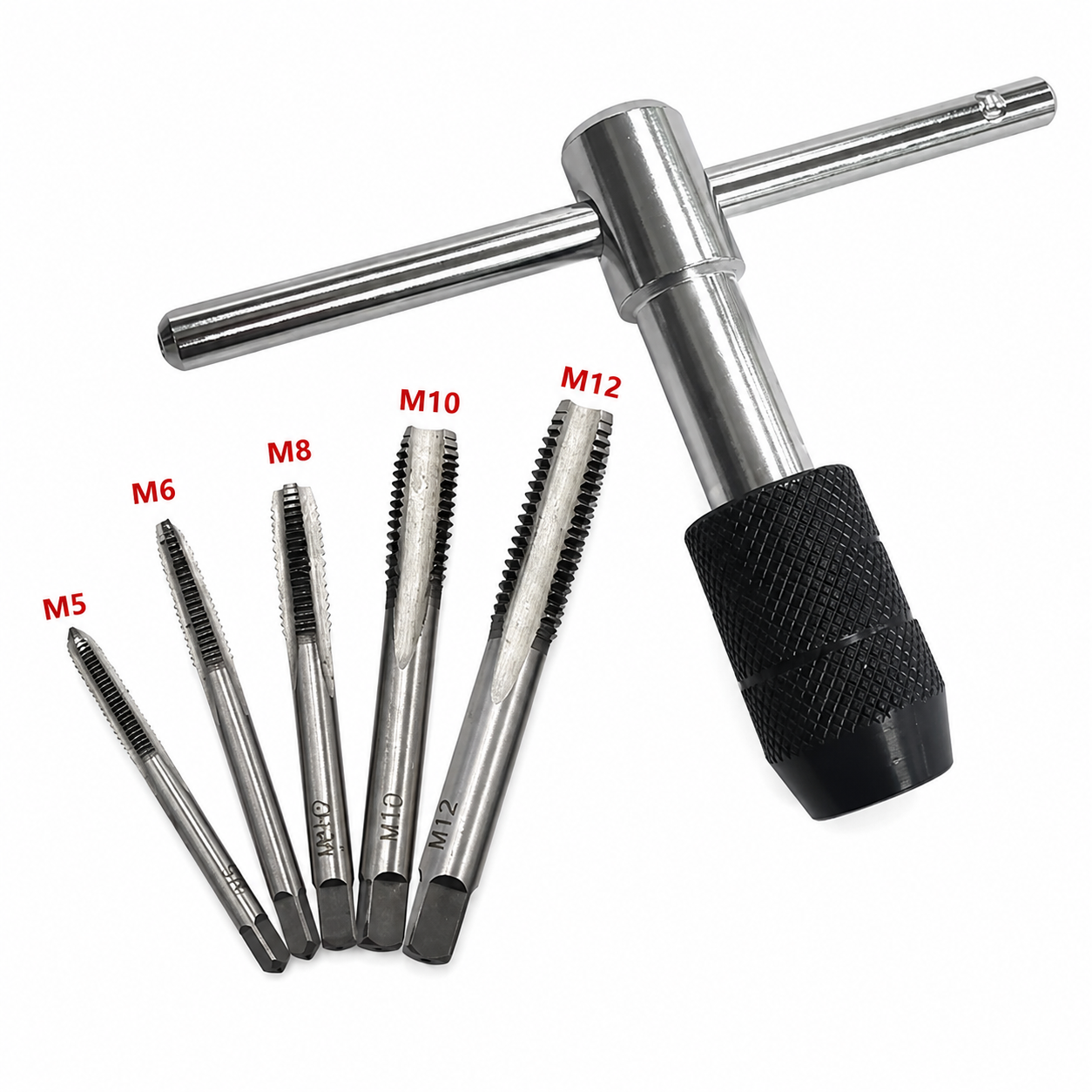 T-TYPE TAP WRENCH SET 6PCS HIGH CARBON STEEL M5-M12 HAND TAPPING KIT image 1