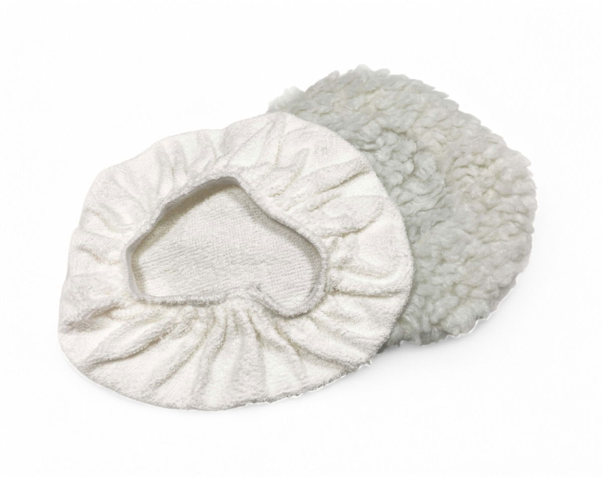 POLISHING BONNETS 2PC 240mm SIMULATED LAMBS WOOL AND TERRY CLOTH - TOOLZONE KDPAB008 thumbnail 3