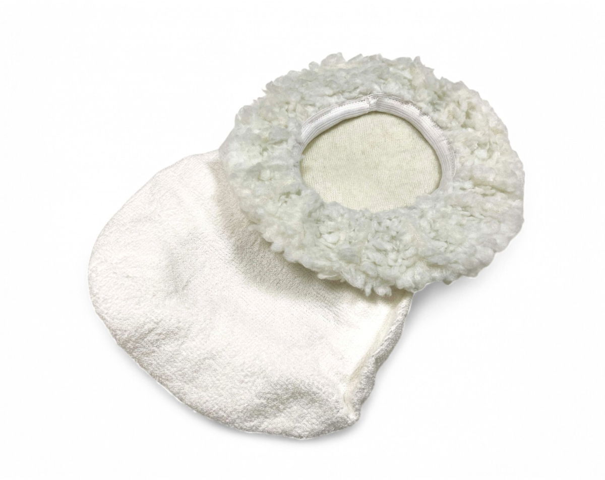 POLISHING BONNETS 2PC 240mm SIMULATED LAMBS WOOL AND TERRY CLOTH - TOOLZONE KDPAB008 thumbnail 4