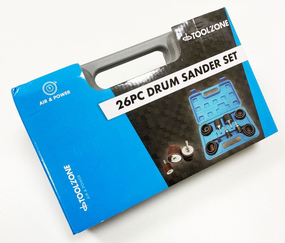DRUM SANDER SET 26 PIECES 13mm 19mm 25mm 38mm 50mm 80 120 GRIT - TOOLZONE KDPAB158 thumbnail 2