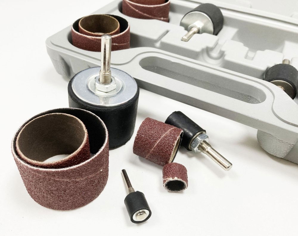 DRUM SANDER SET 26 PIECES 13mm 19mm 25mm 38mm 50mm 80 120 GRIT - TOOLZONE KDPAB158 thumbnail 6