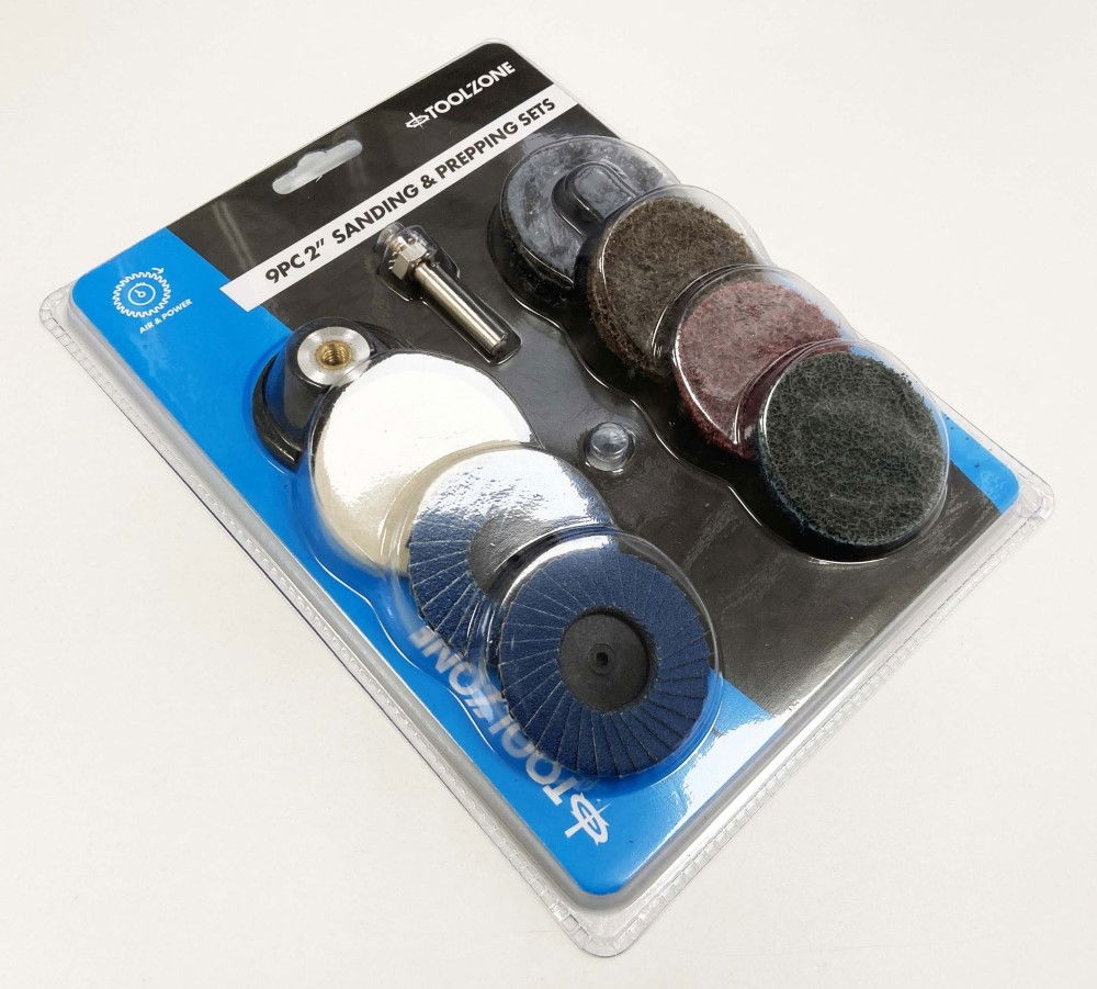 SANDING AND PREPPING SET 9 PIECES 2 36 120 GRIT 1/4 SHANK - TOOLZONE KDPAB159 thumbnail 2