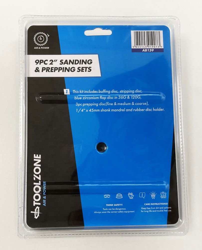 SANDING AND PREPPING SET 9 PIECES 2 36 120 GRIT 1/4 SHANK - TOOLZONE KDPAB159 thumbnail 3