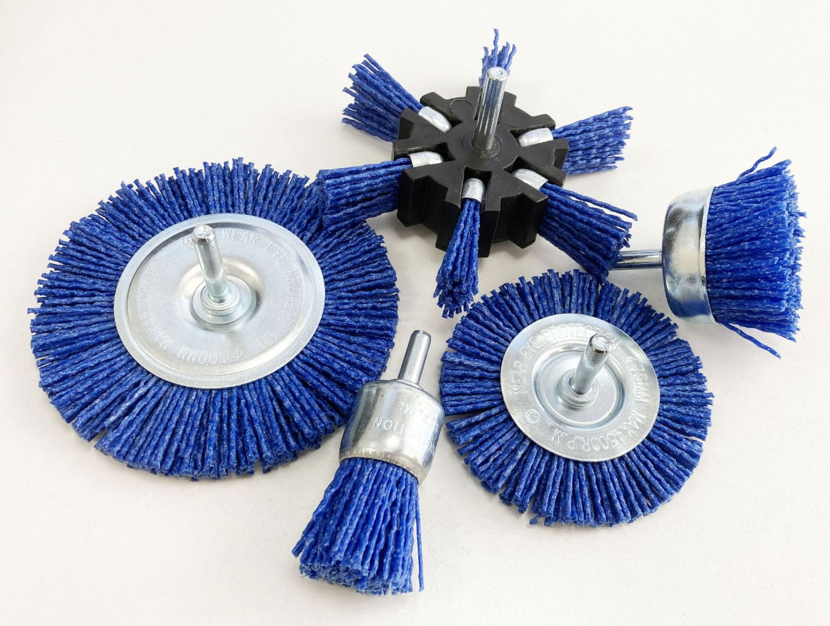 NYLON ABRASIVE FILAMENT BRUSH SET 5 PIECES 6mm SHANK - TOOLZONE KDPAB160 thumbnail 3