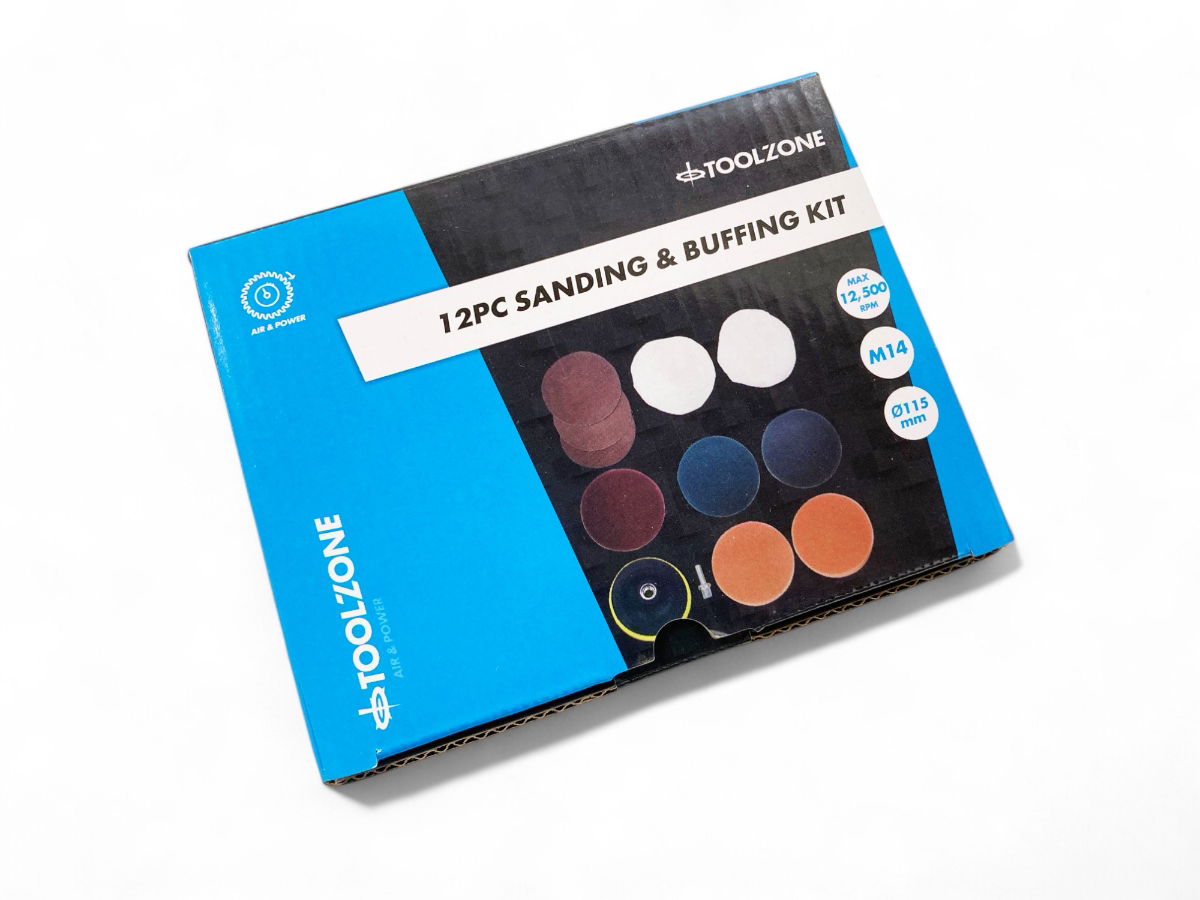 SANDING AND BUFFING KIT 12 PIECES 115mm WITH M14 ARBOR - TOOLZONE KDPAB171 thumbnail 3