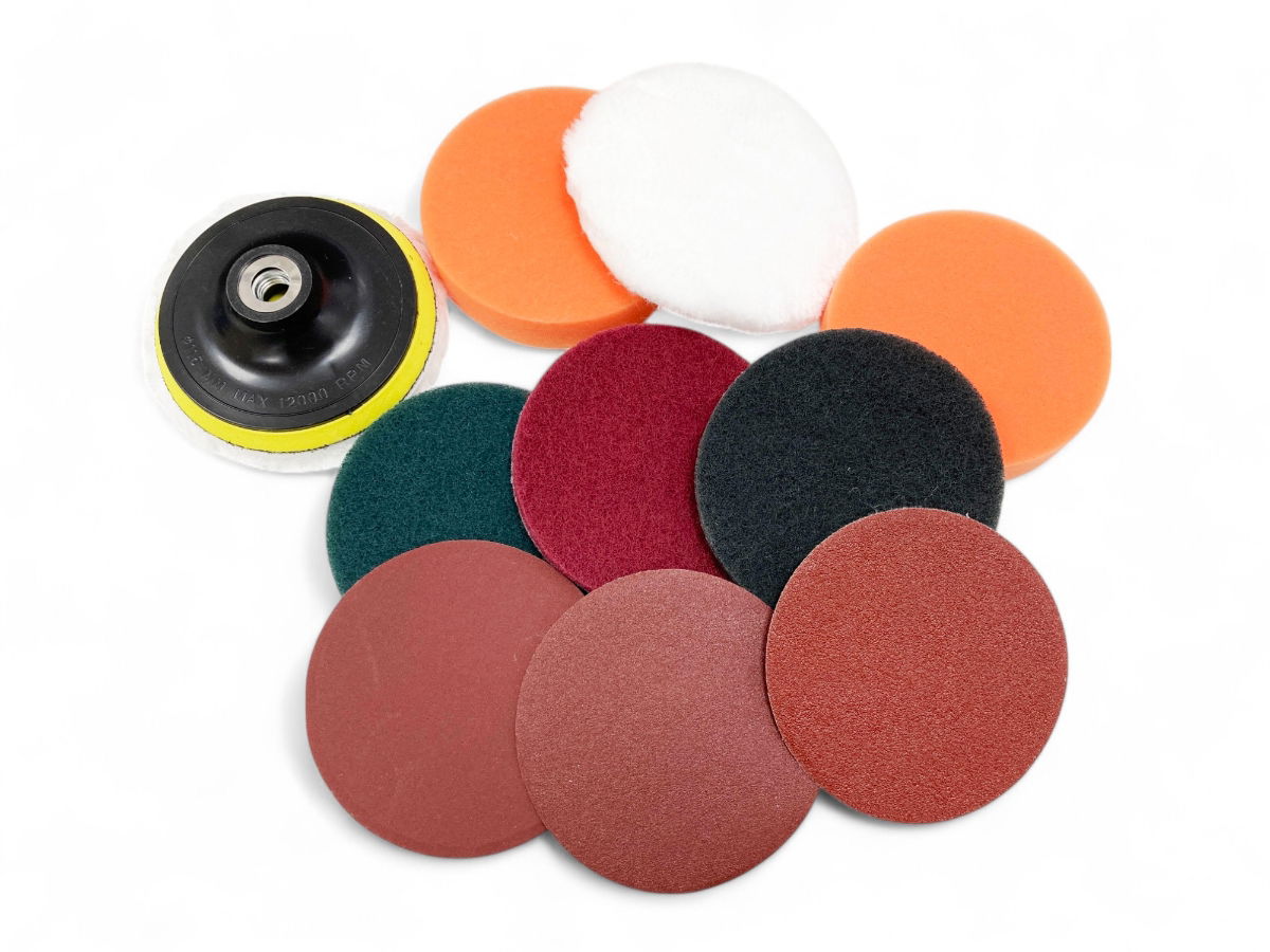 SANDING AND BUFFING KIT 12 PIECES 115mm WITH M14 ARBOR - TOOLZONE KDPAB171 thumbnail 4